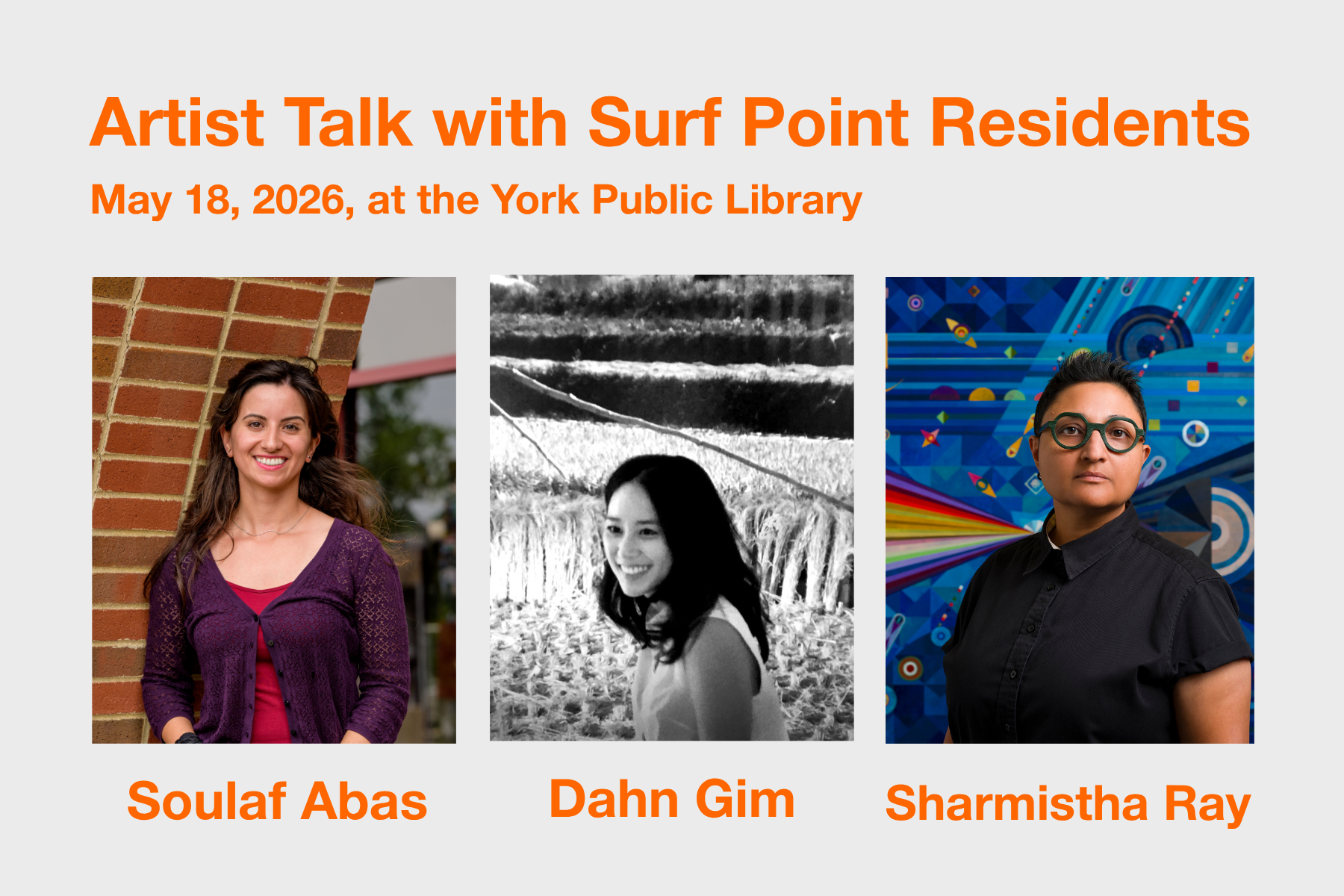 Artist Talk with Soulaf Abas, Dahn Gim, and Sharmistha Ray at the York Public Library