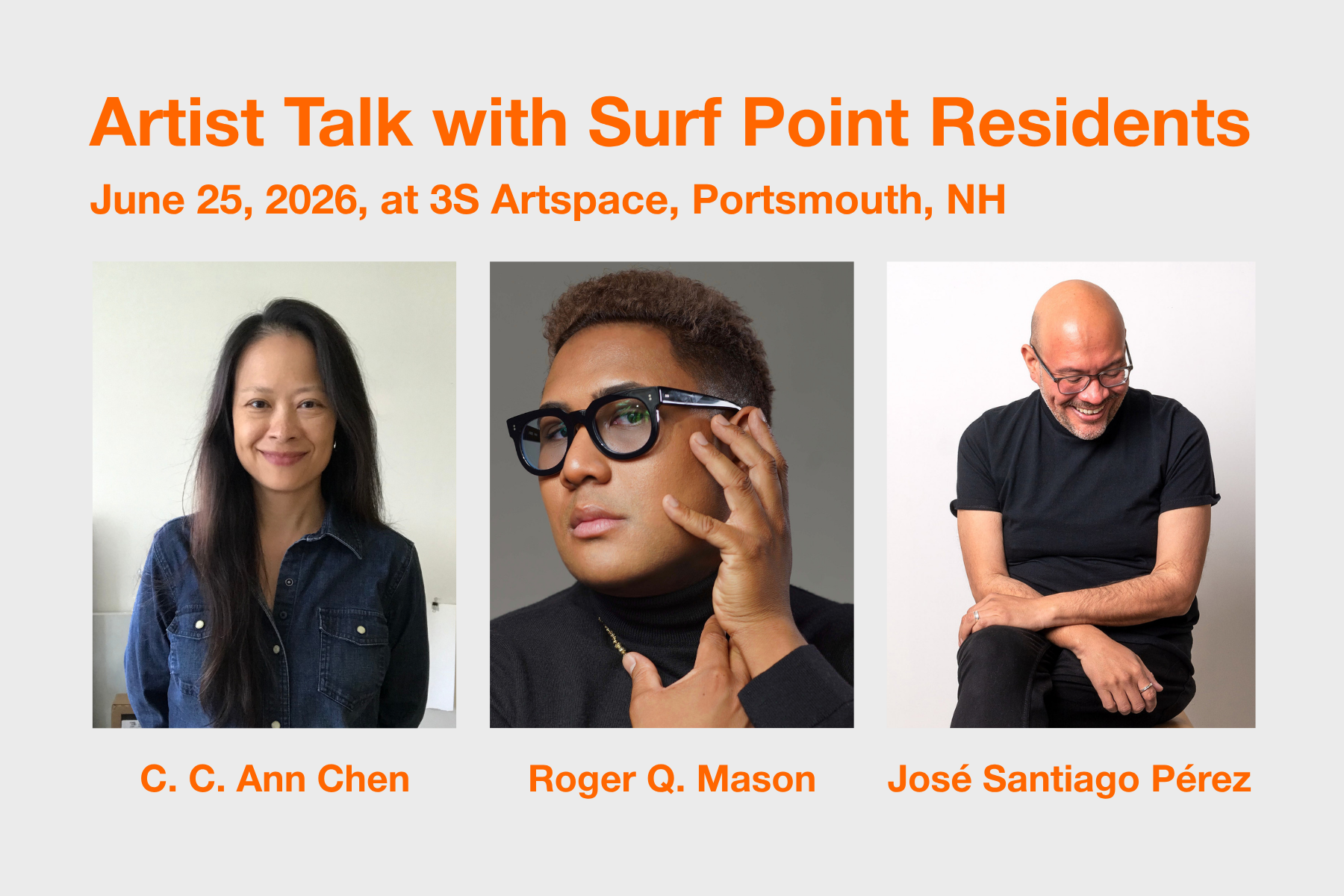 Artist Talk with C. C. Ann Chen, Roger Q. Mason, and José Santiago Pérez at 3S Artspace