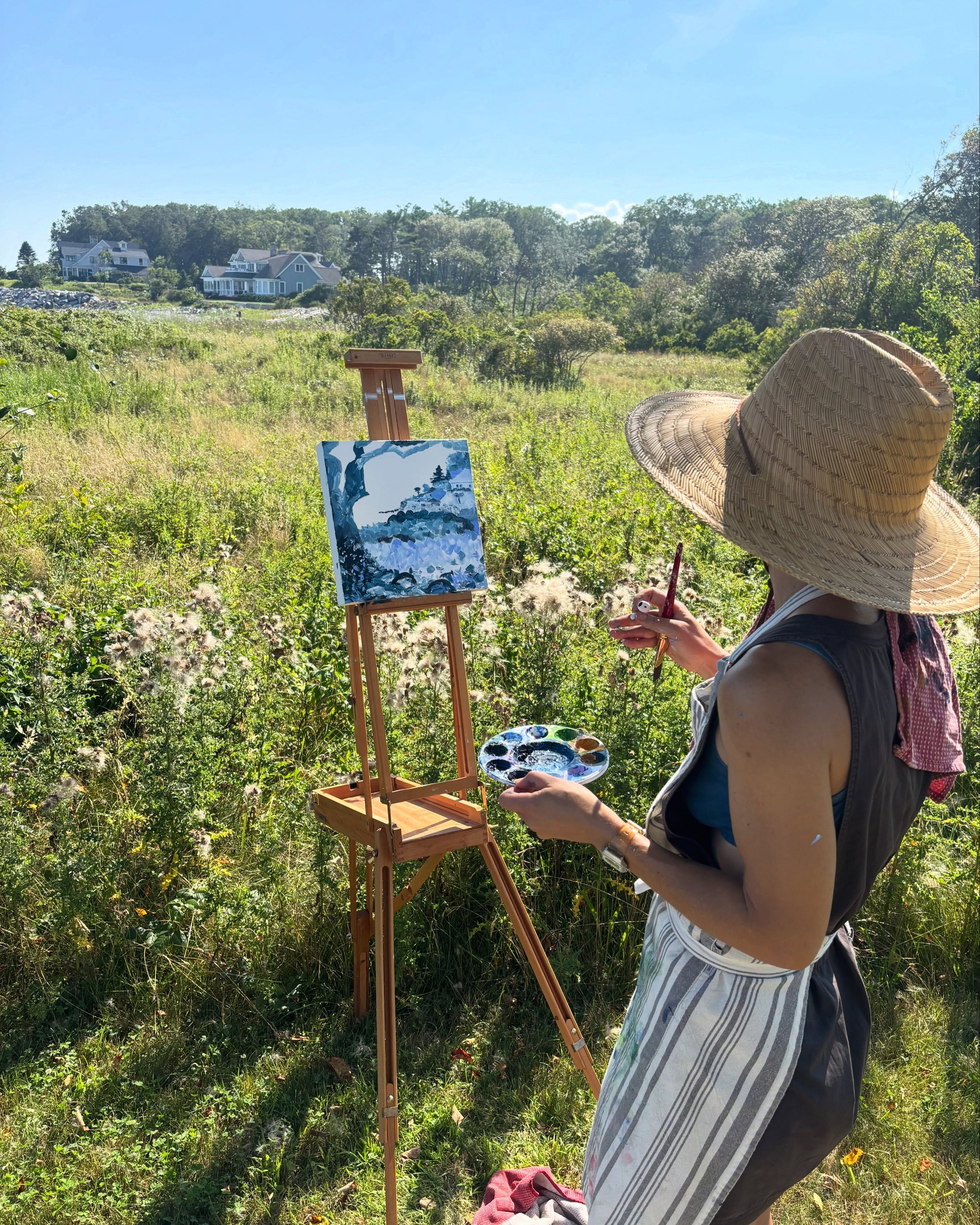 A few shots from Plein Air Painting this past Friday with facilitator Ryan Kish @ryan_kish. Such a lovely, hot day. We found some shade in Beverly Hallam&rsquo;s studio at the end for a discussion and sharing of everyone&rsquo;s beautiful work. 

Com