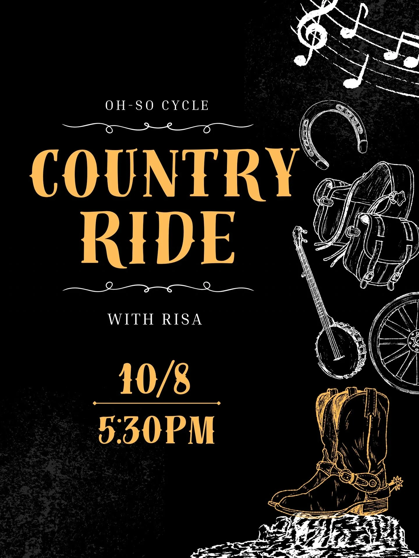Boots, bikes, and a little bit of twang 🎶 Join Risa for a Country Ride Tuesday at 5:30PM! Let&rsquo;s turn up the country and turn those pedals 🤠

#OhSoCycle #CountryRide #NewarkDE #SpinClass #IndoorCycling