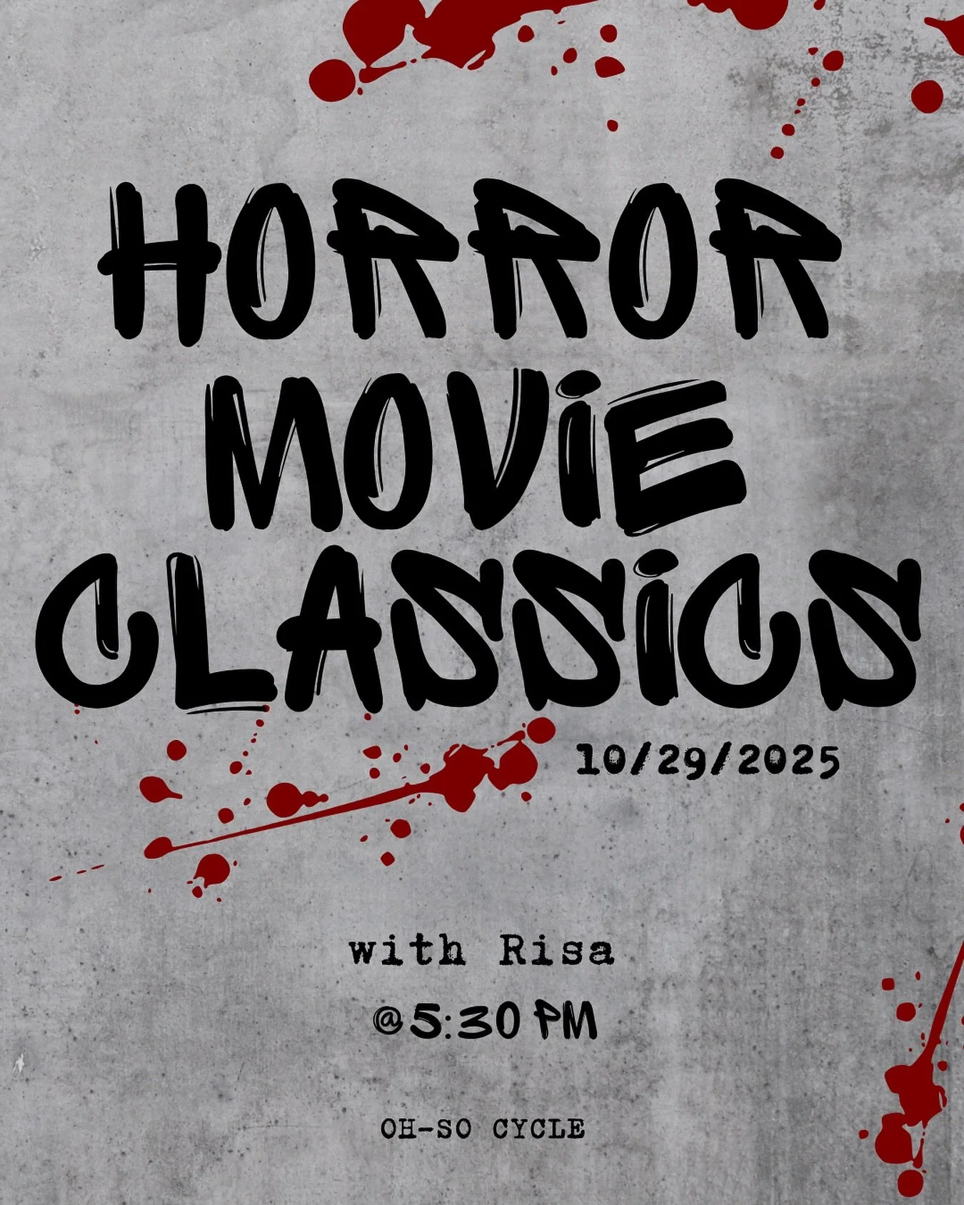 Scream if you dare 😈 Join Risa for a Horror Movie Classics ride that&rsquo;ll have you sweating like you&rsquo;re running from Michael Myers. Wednesday 10/29 @ 5:30PM &mdash; it&rsquo;s going to be a thriller. 💀🚴&zwj;♀️

#OhSoCycle #HalloweenRide 
