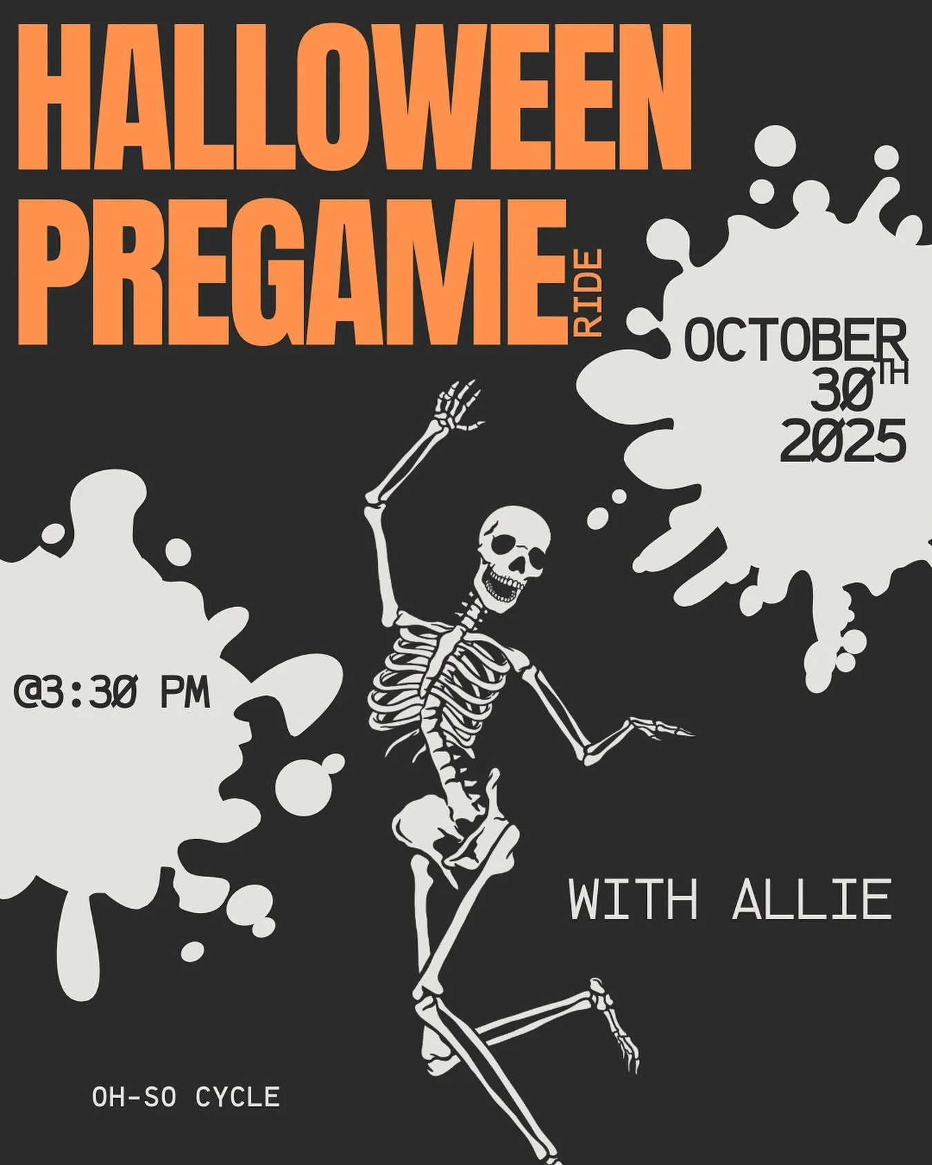 Spooky season pregame starts in the saddle 👻🎃 Join Allie for a Halloween Ride that&rsquo;s all treats, no tricks &mdash; October 30th @3:30PM. Costumes encouraged&hellip; if you dare 😈🖤 

#OhSoCycle #HalloweenRide #SpinSquad #SpookySweat #NewarkD