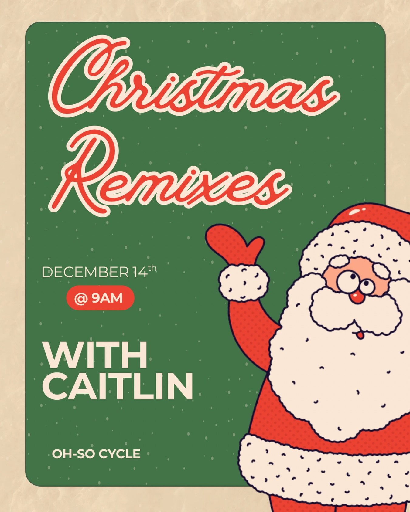Holiday hits, flipped 🎄🎶
Your favorite Christmas songs&hellip; but make them remixed, reworked, and ride-worthy.

Join us for Christmas Remixes - festive beats with a little extra kick, all wrapped up in one merry ride.

📅 December 14
⏰ 9AM
🚲 Wit