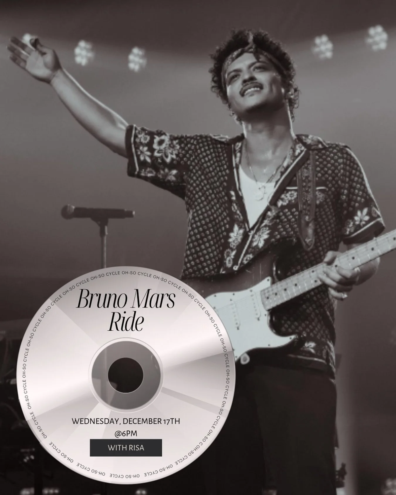 24K magic is loading&hellip; 🎸✨
A full Bruno Mars Ride with Risa!  Smooth grooves, big energy, and every song you know by heart.
You don&rsquo;t want to miss this one.

#BrunoMarsRide #OhSoCycle #SpinToTheBeat #ConcertOnABike #CycleVibes #MusicDrive