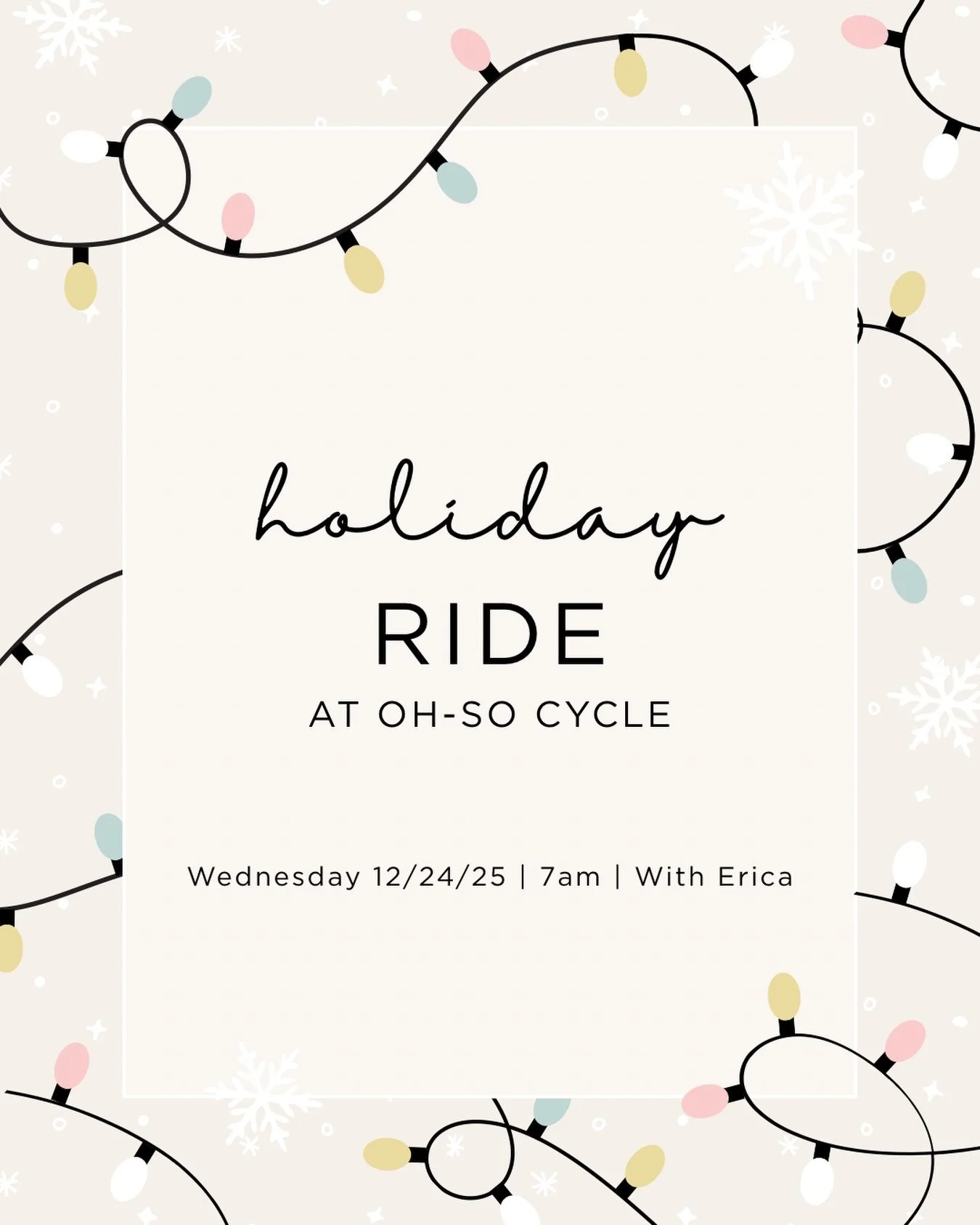 Start your Christmas Eve morning with movement, music, and a little holiday calm 🎄✨
Join us for a festive Holiday Ride at Oh-So Cycle - the perfect way to kick off the day before the celebrations begin.

📅 Wednesday 12/24
⏰ 7AM
🚲 With Erica

#OhSo