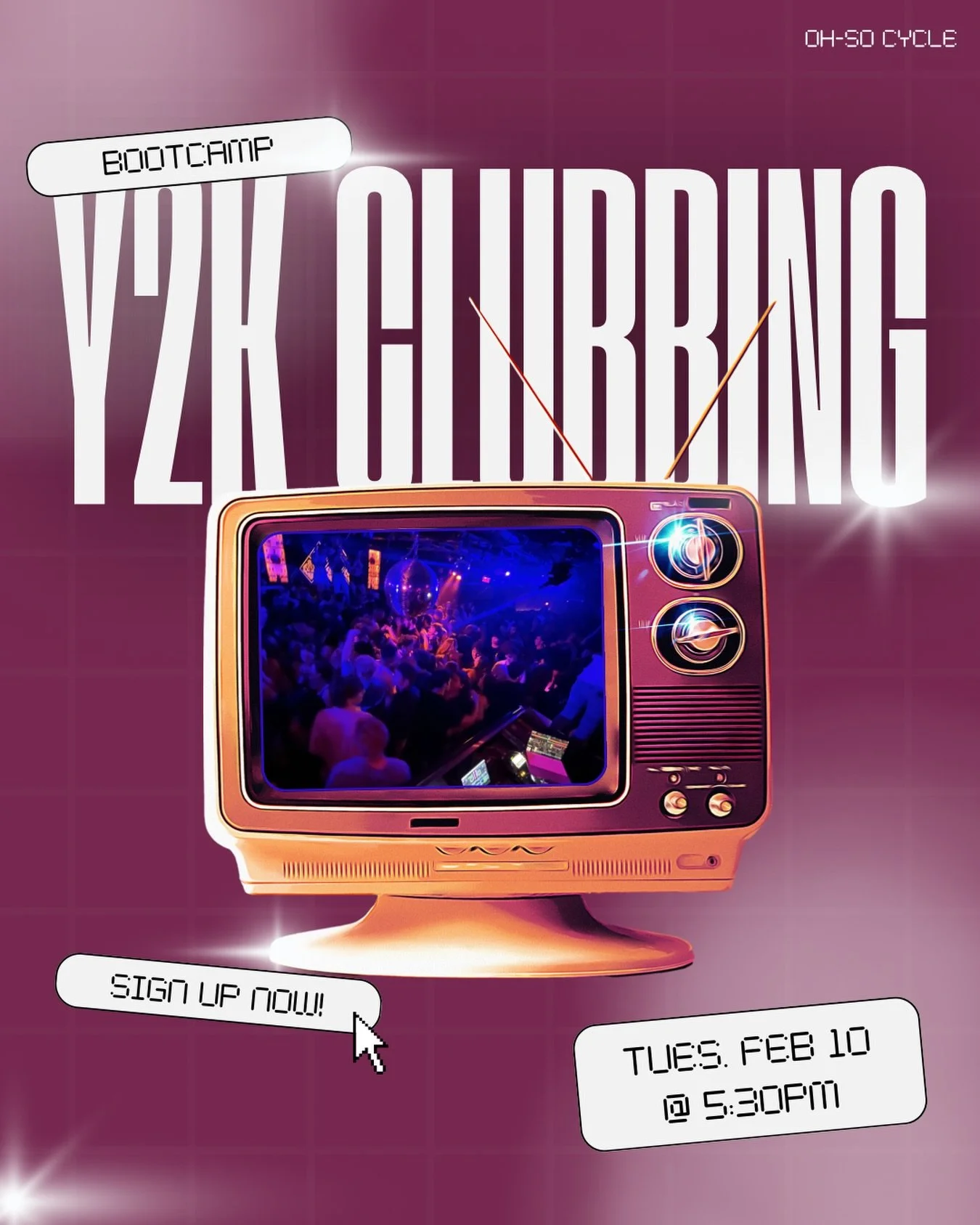 Y2K Clubbing Bootcamp is officially FULL. 💿✨

But don&rsquo;t panic - hop on the waitlist because spots always open. And if you&rsquo;re craving the same throwback energy, Erica&rsquo;s 6:30PM Classic Ride will be tapping into the Y2K clubbing era t