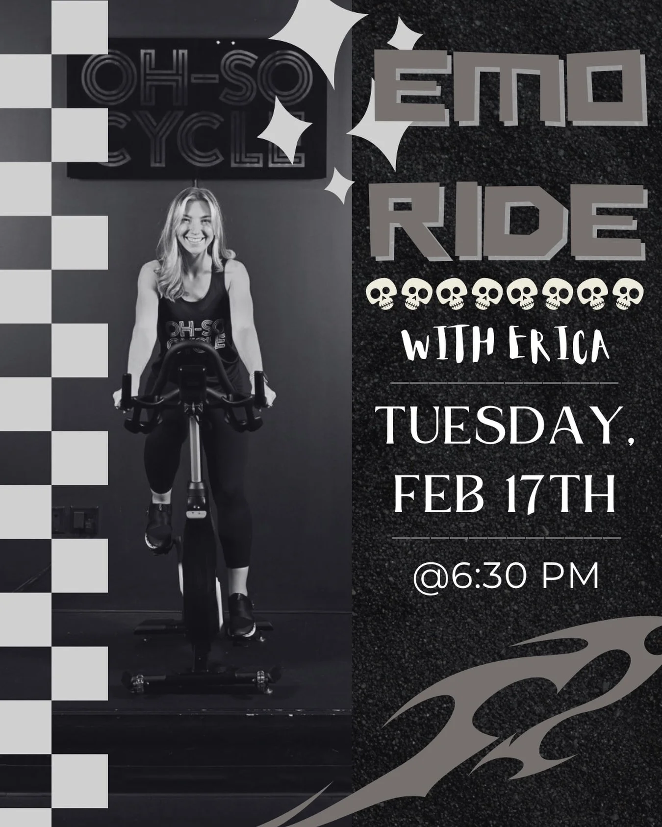 Some feelings don&rsquo;t stay buried&hellip; and neither does your rage.

Emo Ride with Erica is your chance to scream it out, ride it out, and leave it all on the bike. The songs you cried to, the ones you blasted in your room, and the ones that st