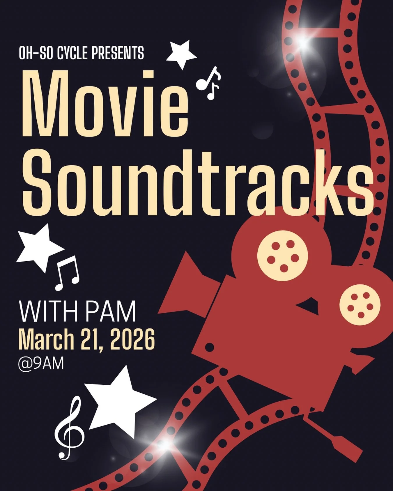 Cue the soundtrack&hellip; 🎬✨

We&rsquo;re riding to all the iconic songs you know and love from your favorite movies - big moments, big energy, and a playlist that hits every time.

📍 March 21 | 9 AM
🎧 With Pam

Grab your spot and let&rsquo;s mak