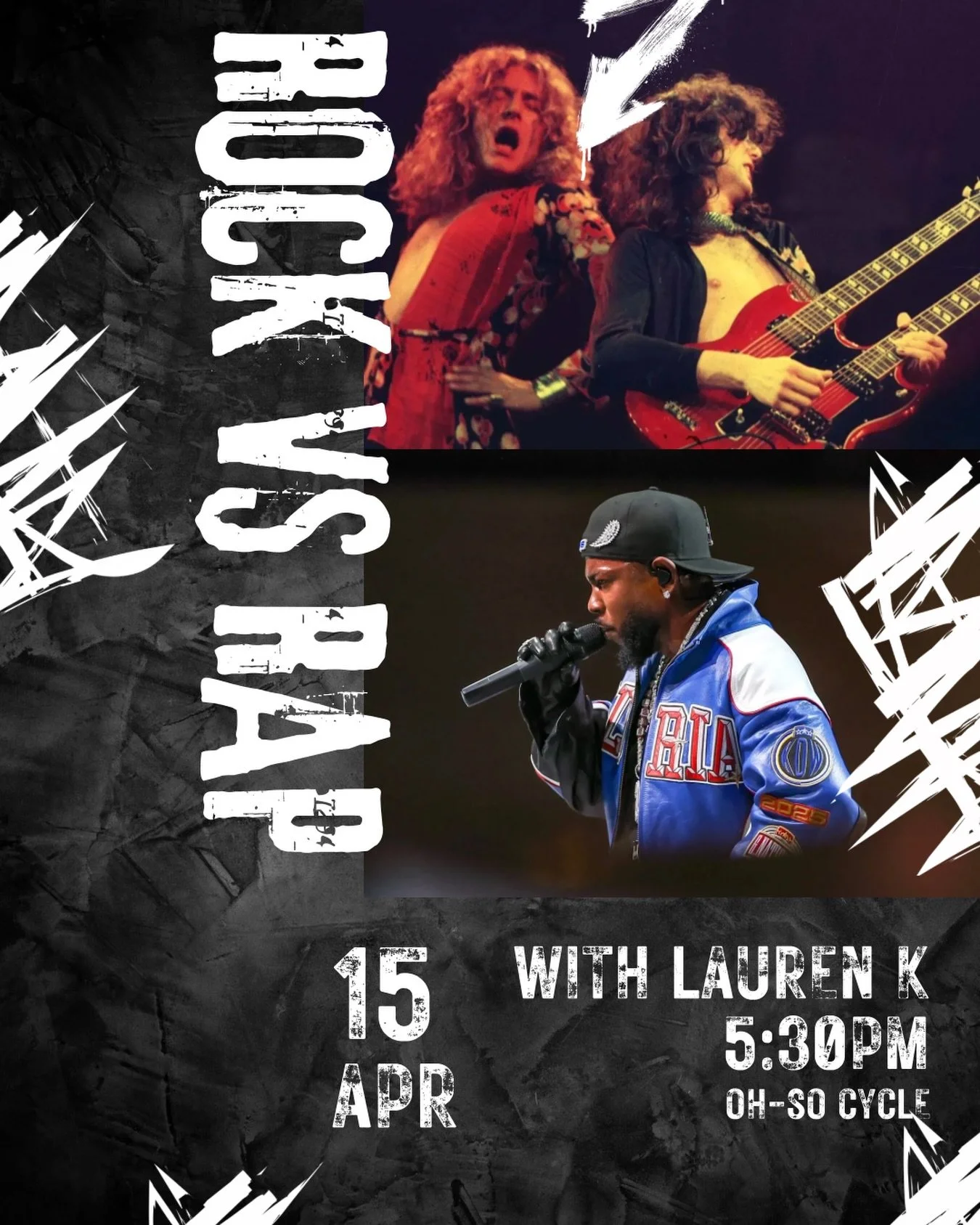 Tonight we turn it ALL the way up 🔥

Rock vs Rap with Lauren K
5:30PM - heavy guitars, hard beats, and nonstop energy from start to finish

Pick your vibe&hellip; or ride both 😏
Let&rsquo;s pack the room

#OhSoCycle #ThemeRide #RockVsRap #SpinClass