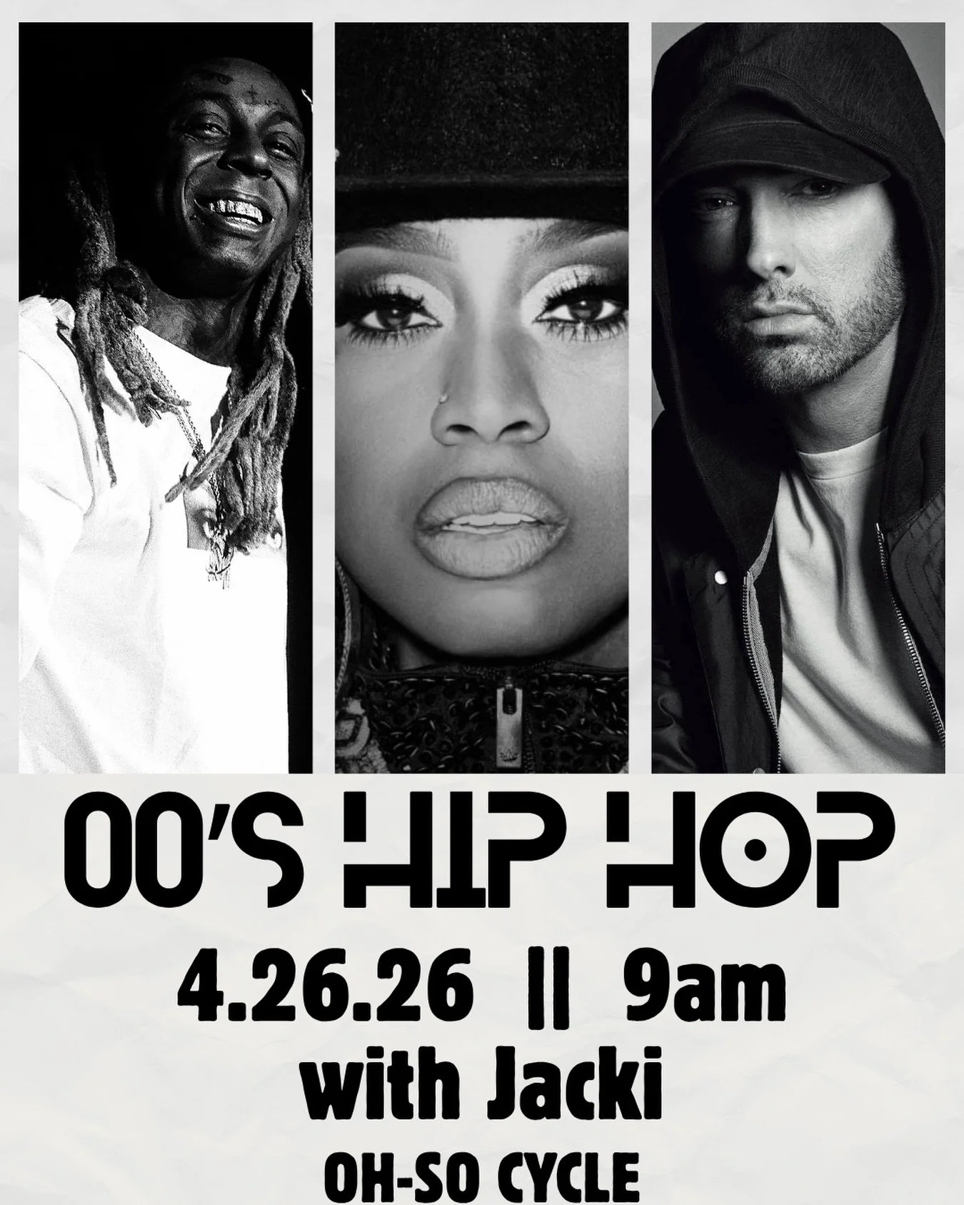 We&rsquo;re bringing the 2000s energy to the bike 🔥🎶

00&rsquo;s Hip Hop Ride with Jacki
9AM - iconic beats, throwback anthems, and nonstop vibes from start to finish

If you know every word&hellip; this ride is for you 😏

#OhSoCycle #00sHipHop #T