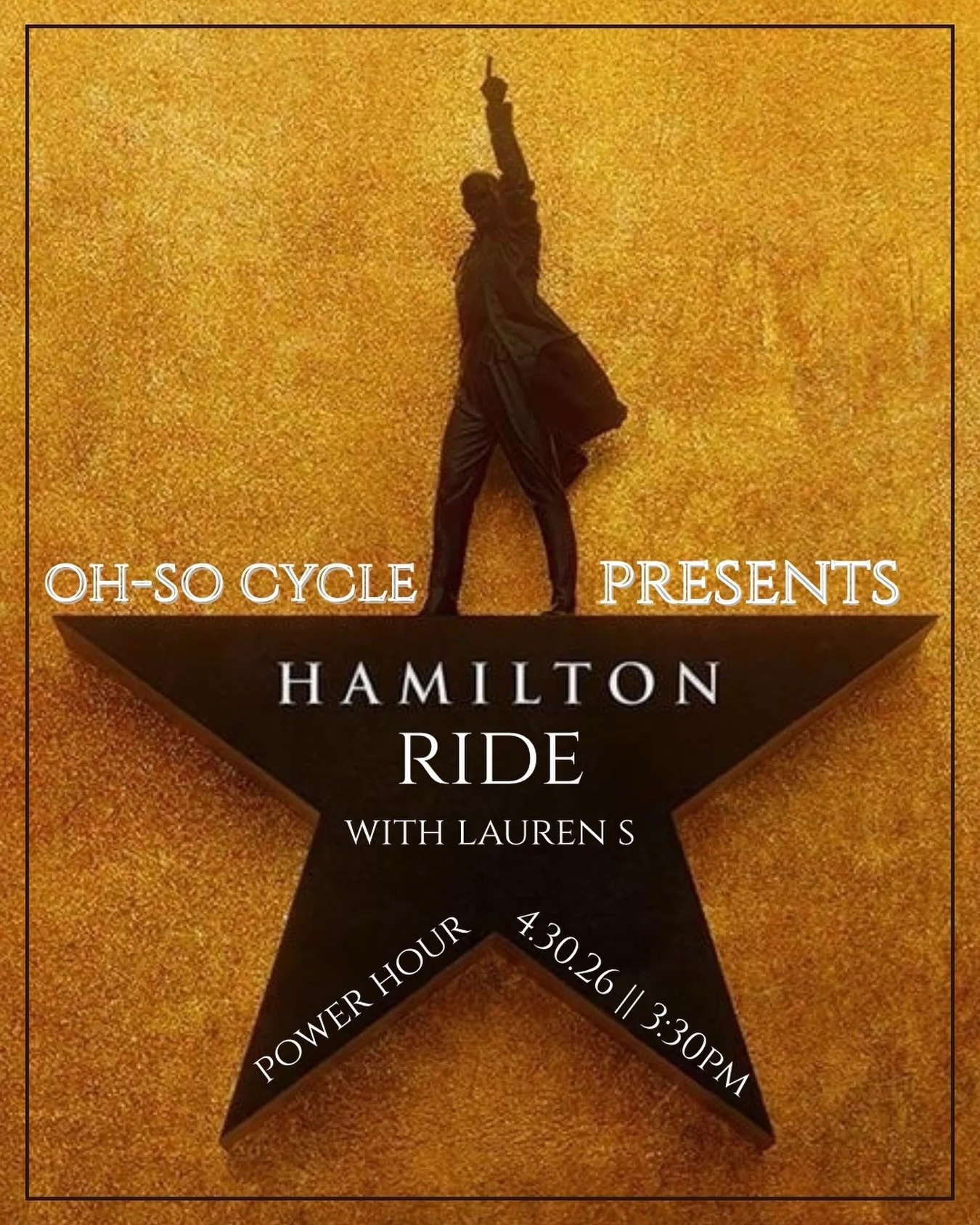 History has its eyes on this ride ⭐️

Join Lauren S for a Hamilton Power Hour on Thursday at 3:30PM 🎭🔥

From nonstop energy to iconic soundtrack moments, this ride is built for the riders ready to not throw away their shot.

Clip in and let&rsquo;s