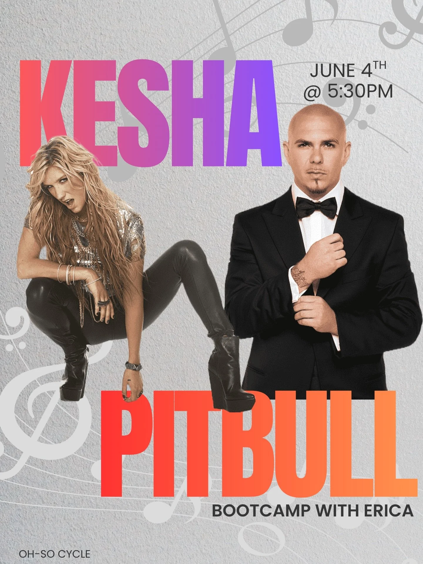Kesha or Pitbull? Why choose when you can have both? 🔥

Join Erica for a Bootcamp packed with throwback anthems, dance-floor energy, and nonstop hits from two artists who know how to keep the party going. Expect big climbs, strong intervals, and a p