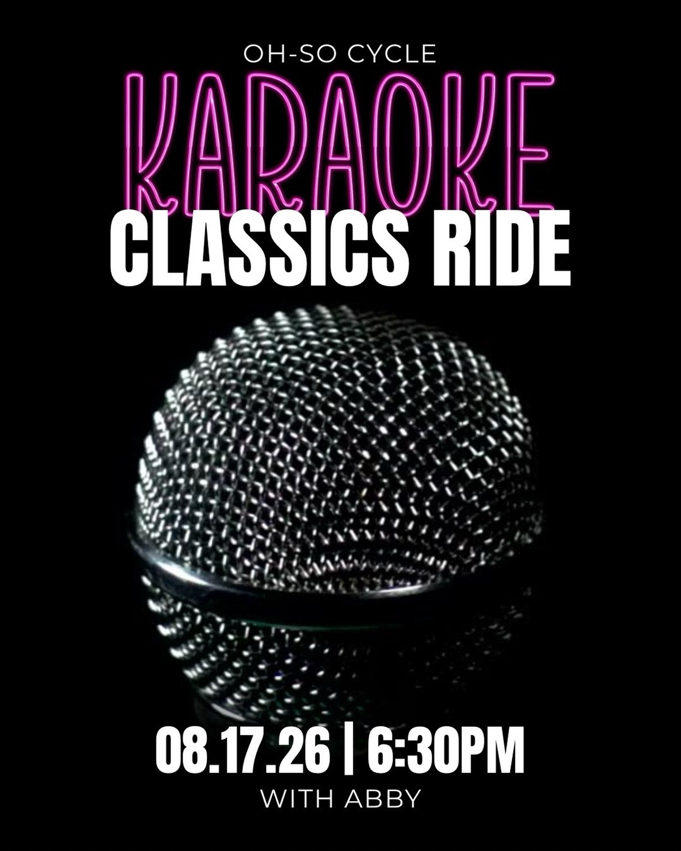 The songs you KNOW you can&rsquo;t resist singing along to 🎤🎶

Karaoke Classics with Abby - all the songs that turn the car, shower, kitchen&hellip; and now the cycle studio into your own personal concert. 😂

Monday 8/17 | 6:30PM
Book your bike!

