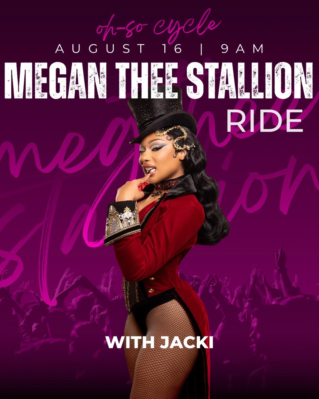 Sunday morning with the Hot Girl Coach ❤️&zwj;🔥

Megan Thee Stallion takes over the studio for a full ride with Jacki. Get ready for 45 minutes of Megan from start to finish. 🔥

Sunday, August 16 | 9AM
with Jacki

#OhSoCycle #MeganTheeStallion #Ind