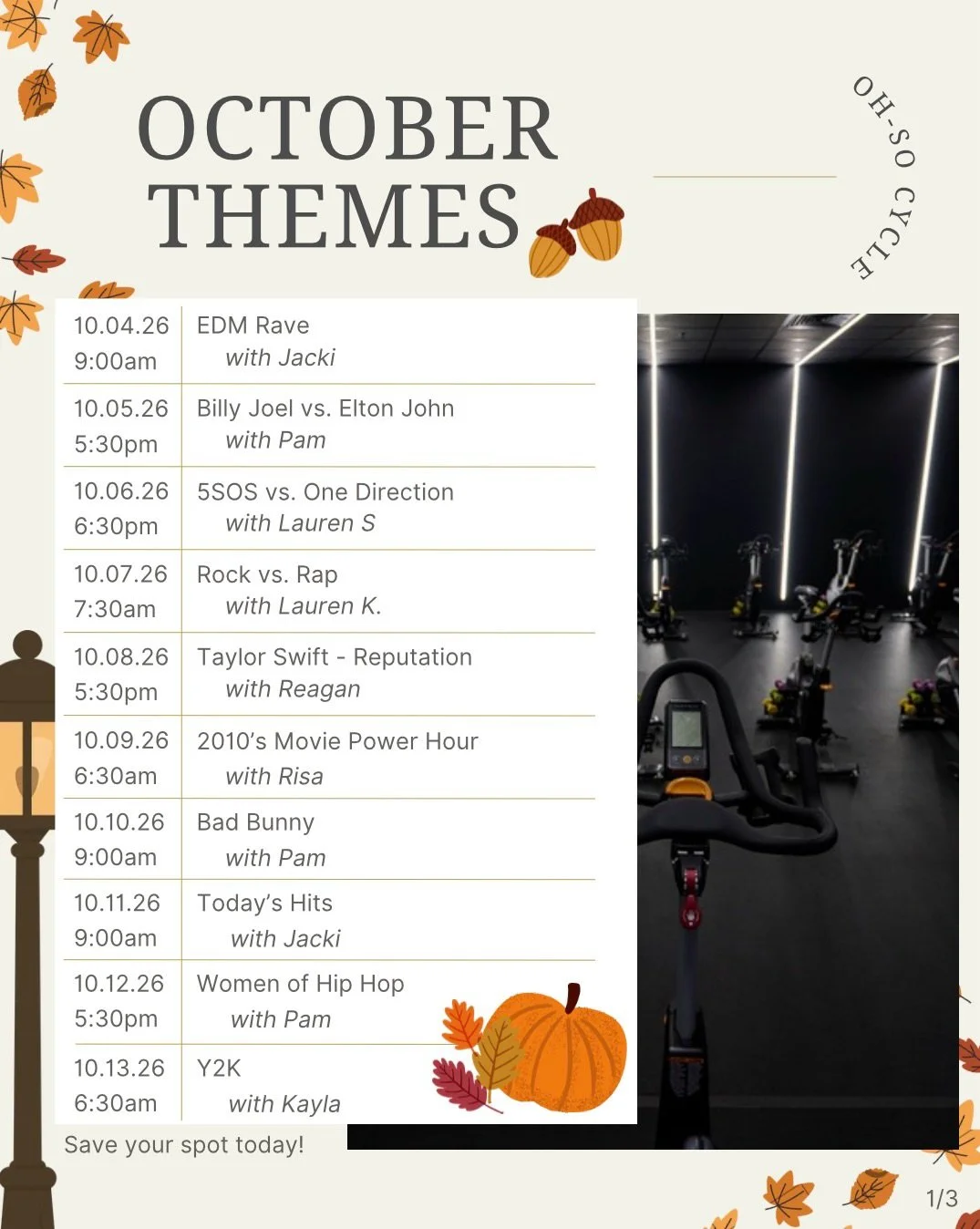 OCTOBER CALLED&hellip; WE PICKED UP 📞🎃

The themes have arrived and let&rsquo;s just say&hellip; October understood the assignment 🎃🎶

start picking your favorites now because this lineup is TOO good. which ride has you 👀?

#ohsocycle #themeride
