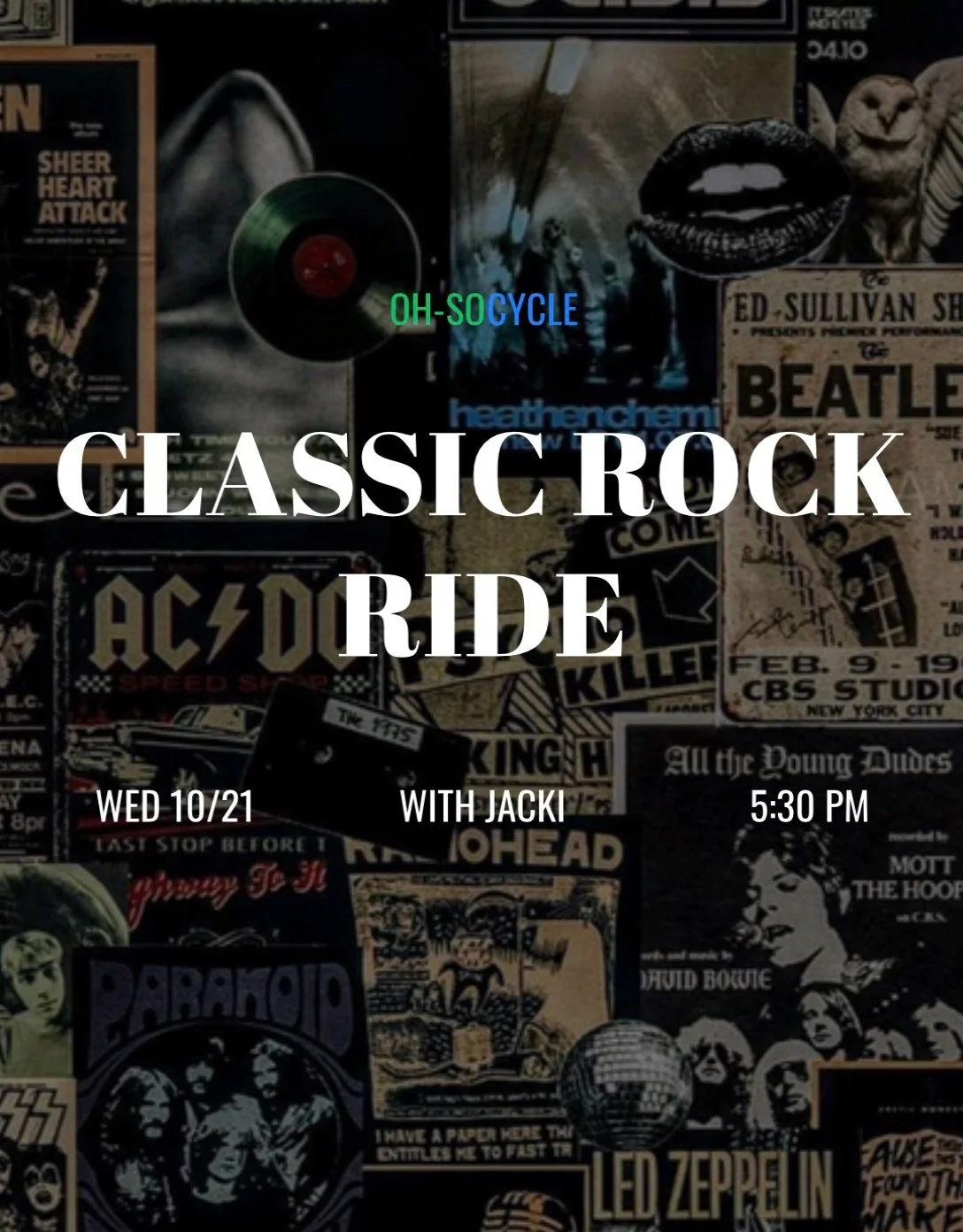 For those about to rock&hellip; we ride! 🎸🤘 

Get ready for a little old-school rock &amp; roll, iconic anthems, and enough energy to make you feel like you&rsquo;re front row at a concert 🖤

Turn it up and rock on! ⚡️🔥

#ohsocycle #classicrockmu