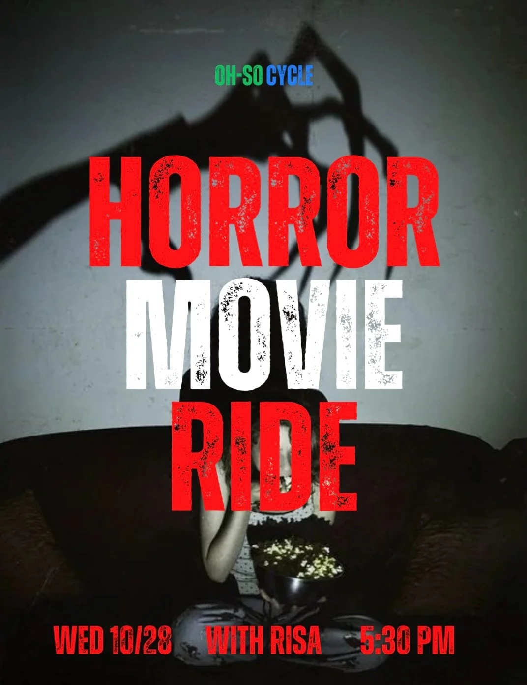 What&rsquo;s your favorite scary movie? 📞🔪 

Ours is the one where the only way to survive is to keep pedaling. Think you&rsquo;ve got what it takes? 

Book your bike&hellip; if you dare. 👀🩸

#ohsocycle #hoŕrormovies #horrorride #spinclasses #i̇n