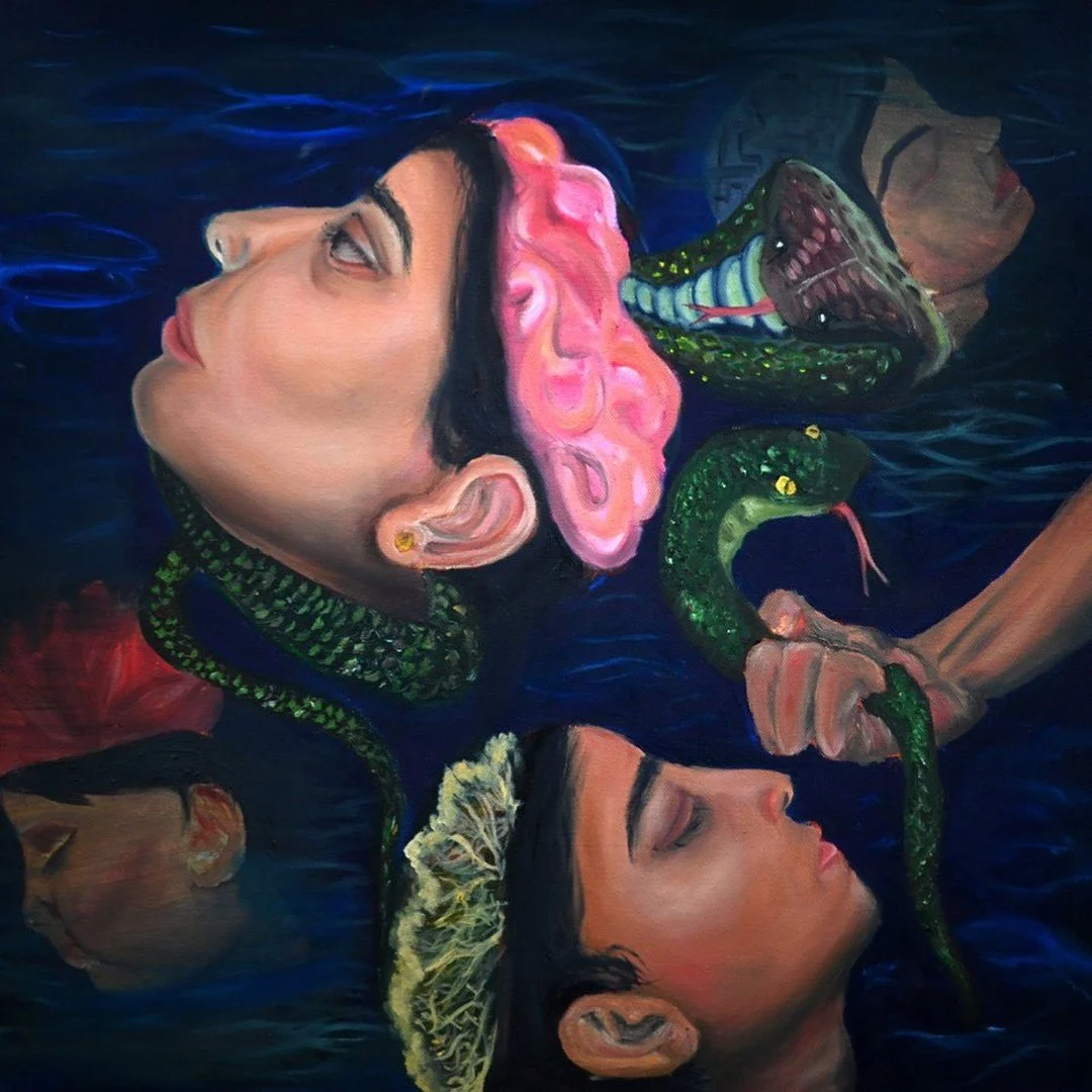 Hypnotic Metamorphosis 

Oil on Canvas 20*20 inches 

This piece took me foreverrrr😬 but I&rsquo;m finally satisfied with the results. I think this is my first &lsquo;real&rsquo; oil painting and I really enjoyed the process💜
.
.
.
.
.
.
.
.
.
.
.
