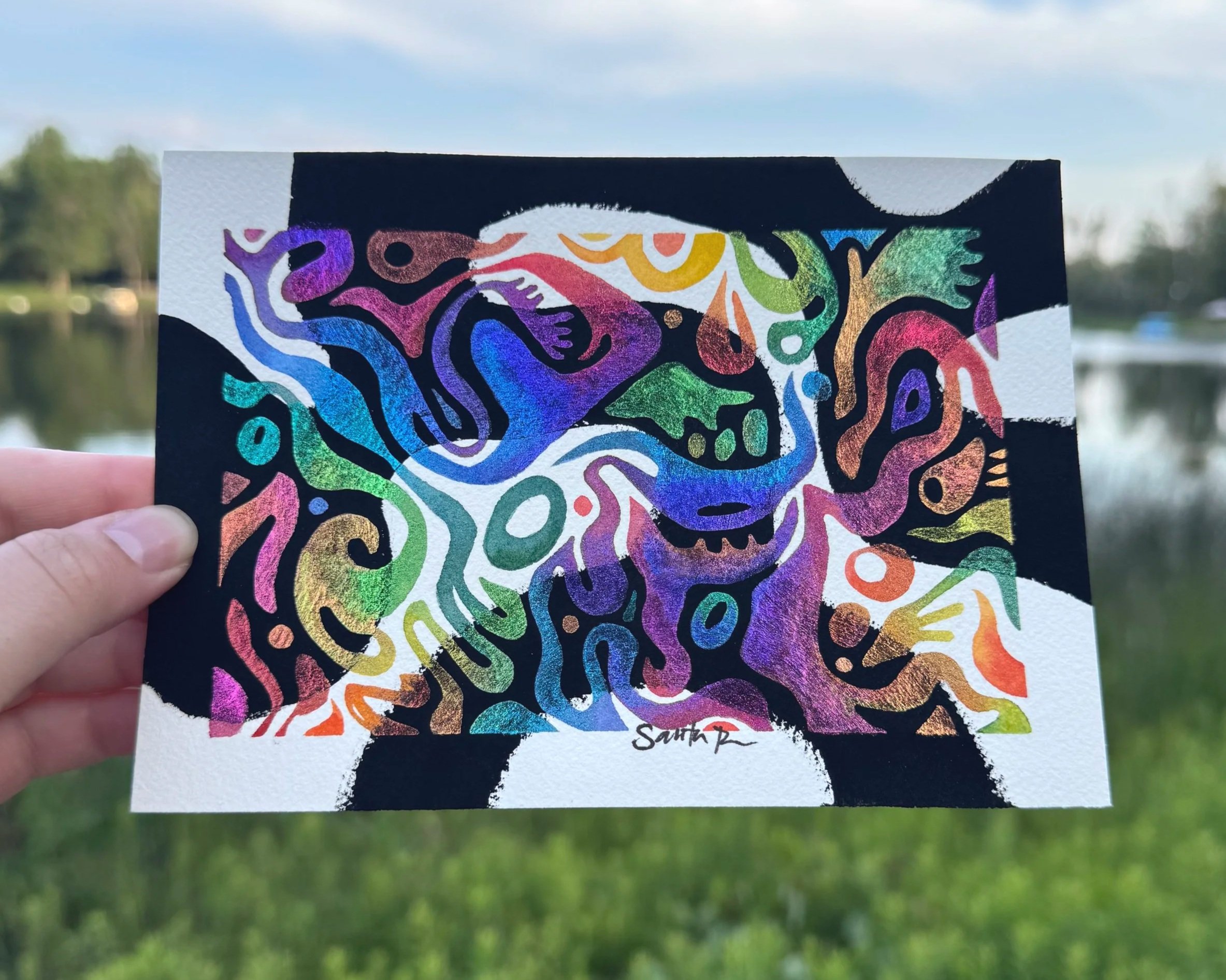 Neural Jazz, 7"x5" framed | $250