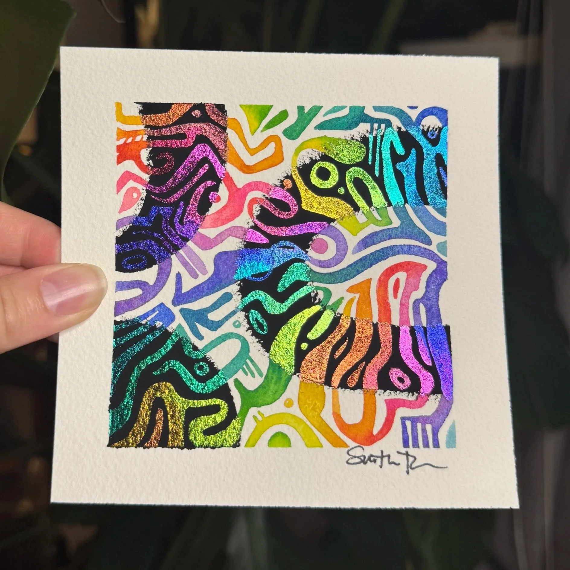 Neon Dreams, 5"x5", framed | $130