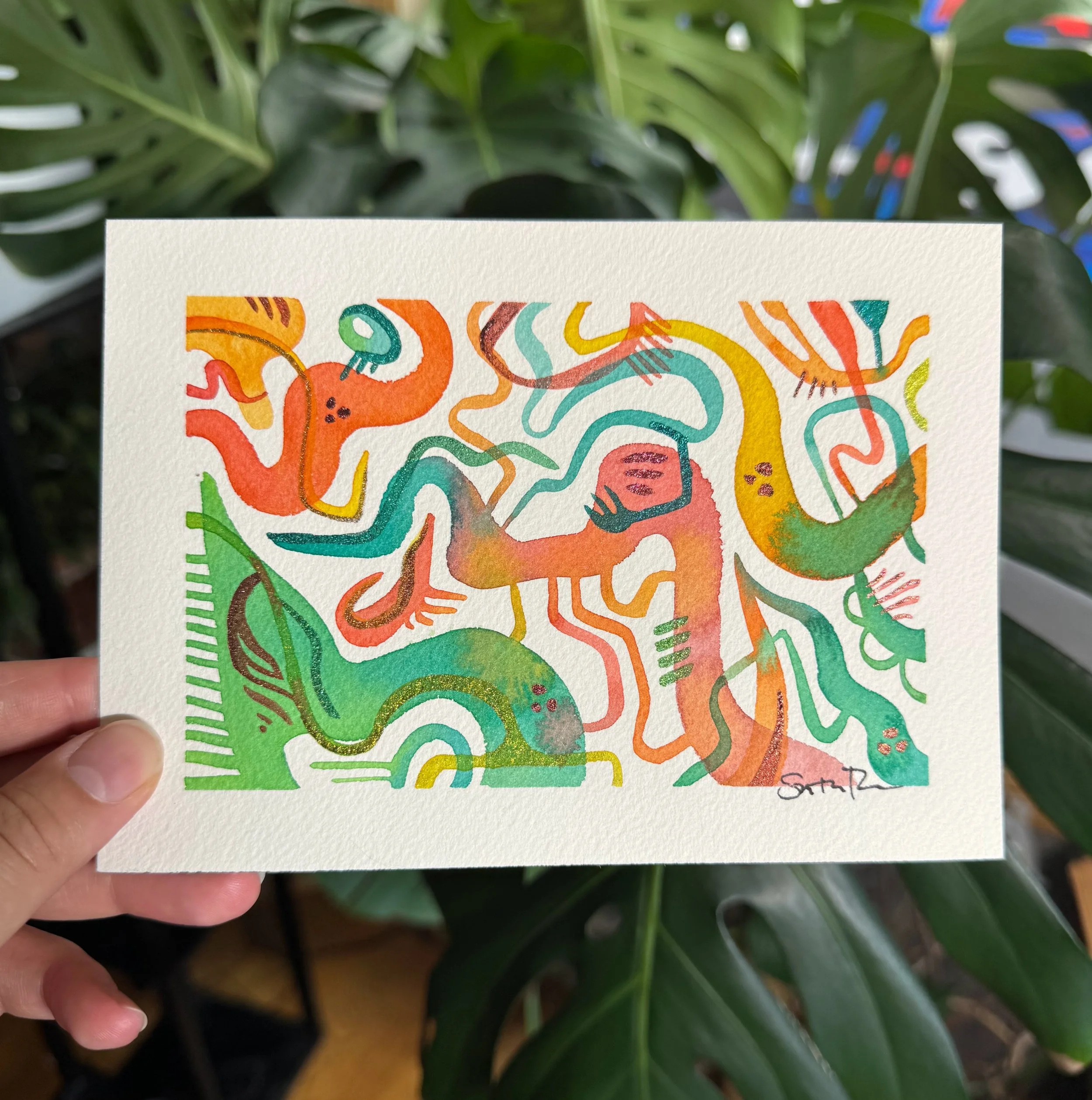 Retrograde, 7"x5" framed | $200