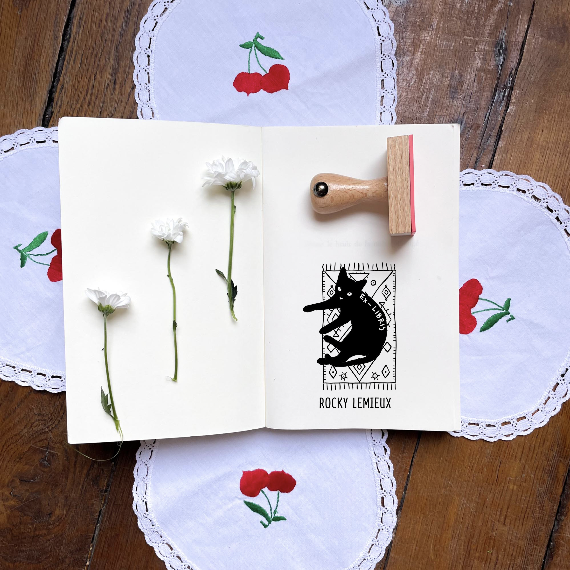 Ex-Libris - Chat au Repos - Atelier ExLibris