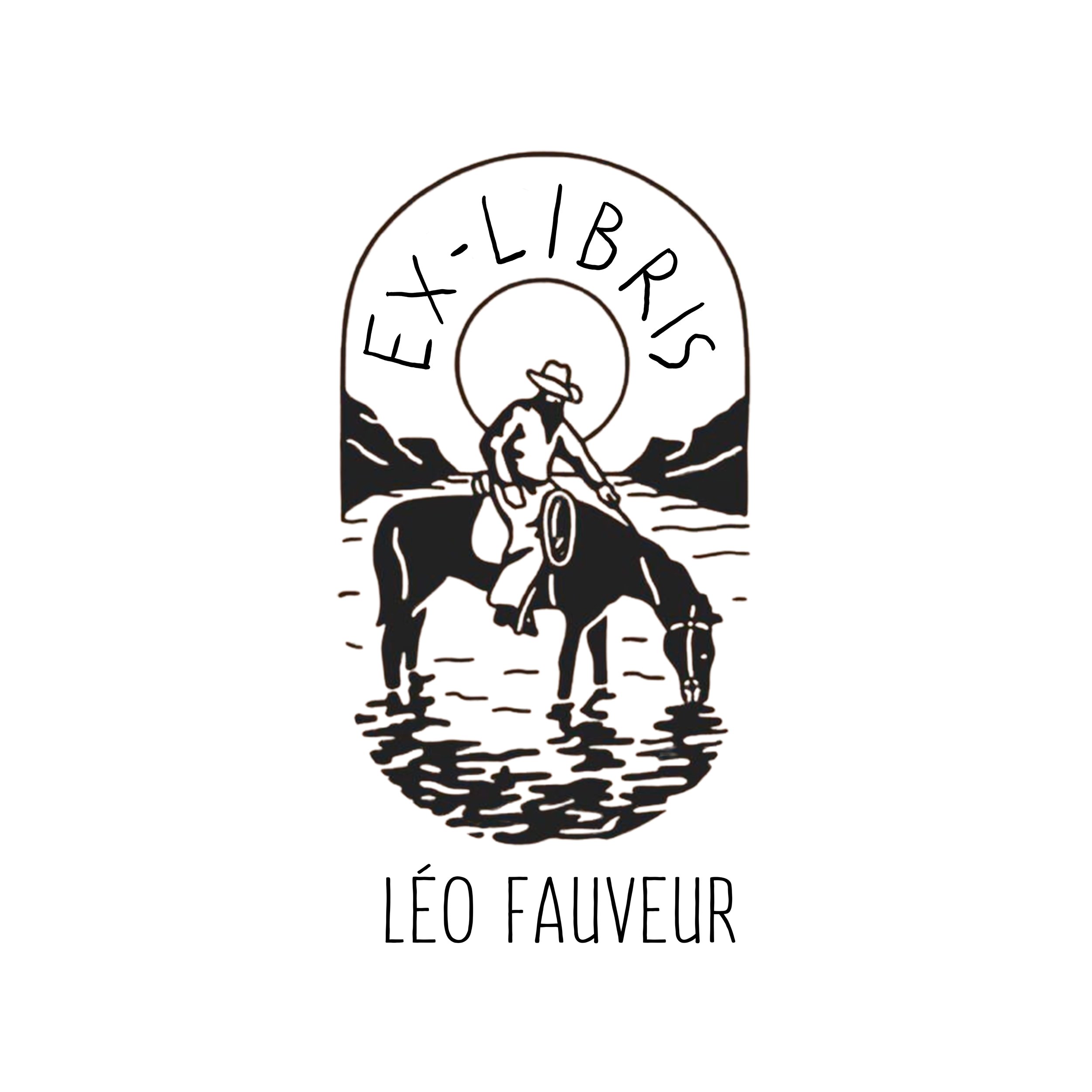 Ex-Libris - Le Cowboy et son Cheval - Atelier ExLibris