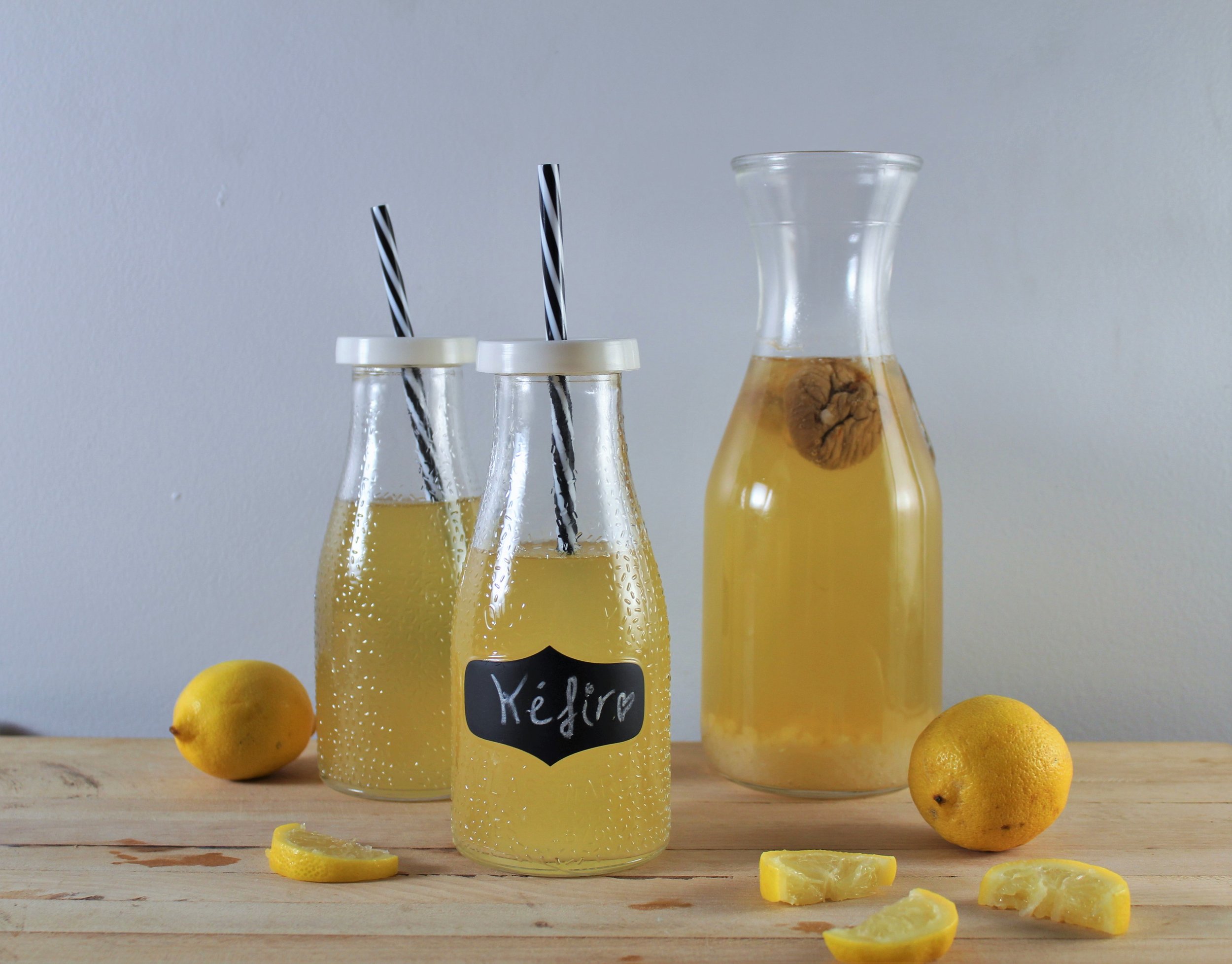 Kéfir de grains fermenté au citron (méthode 1: une seule fermentation) {Végane, sans gluten}