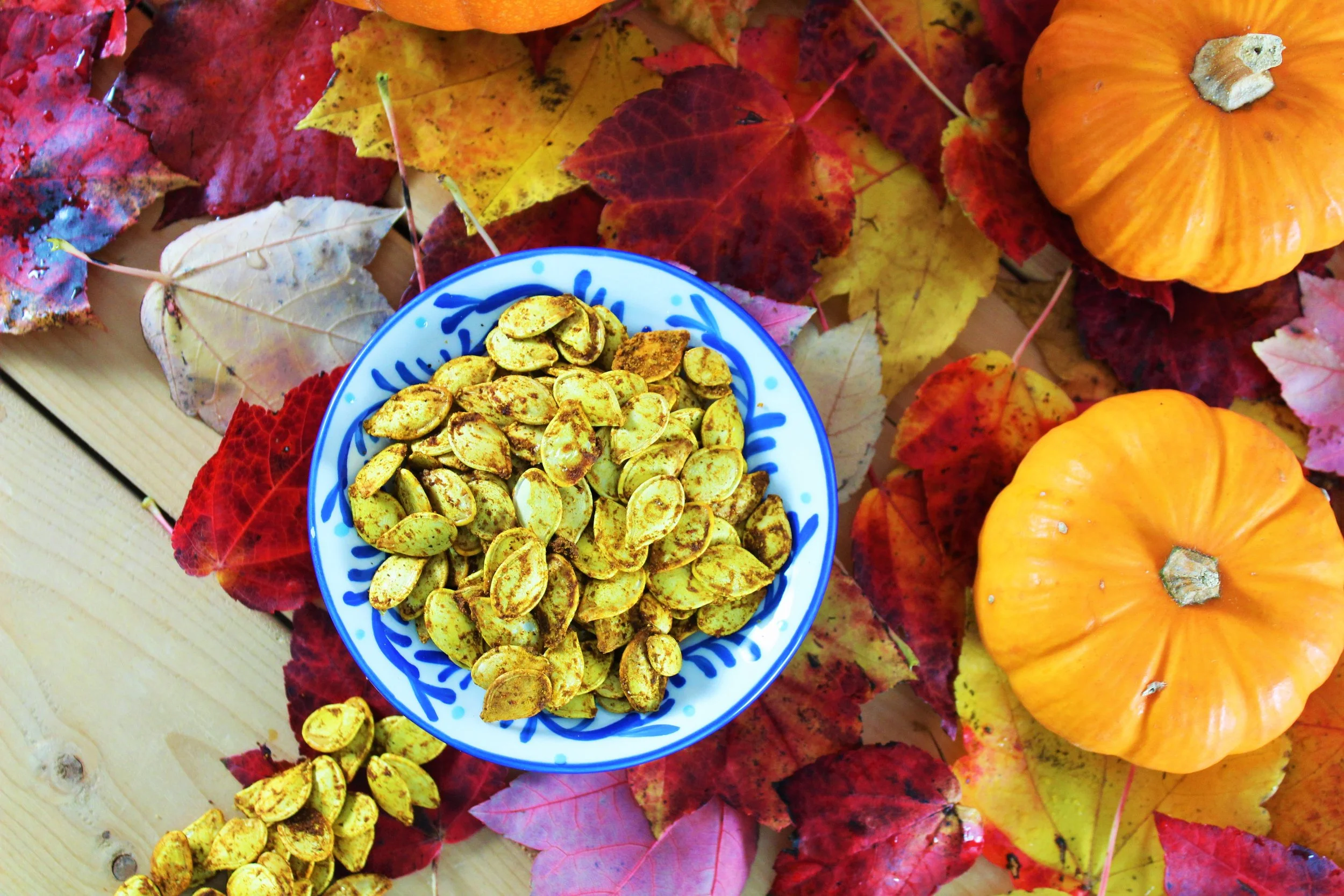 Graines de courge (citrouille) croustillantes aux épices {Végane, sans gluten, zéro déchet}