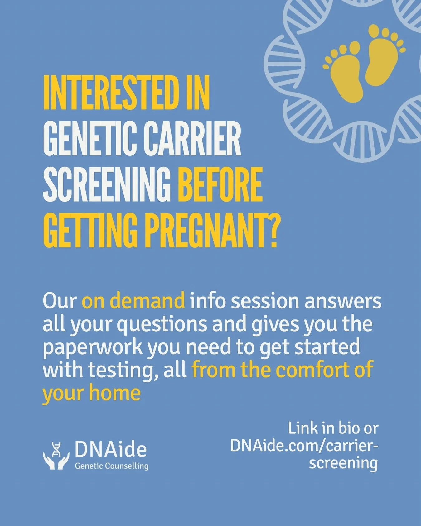 We&rsquo;re making it easier than ever to get carrier screening in Canada, AND be informed about whether it&rsquo;s right for you at the same time. Our new on demand information session answers all your questions about carrier screening, plus you can