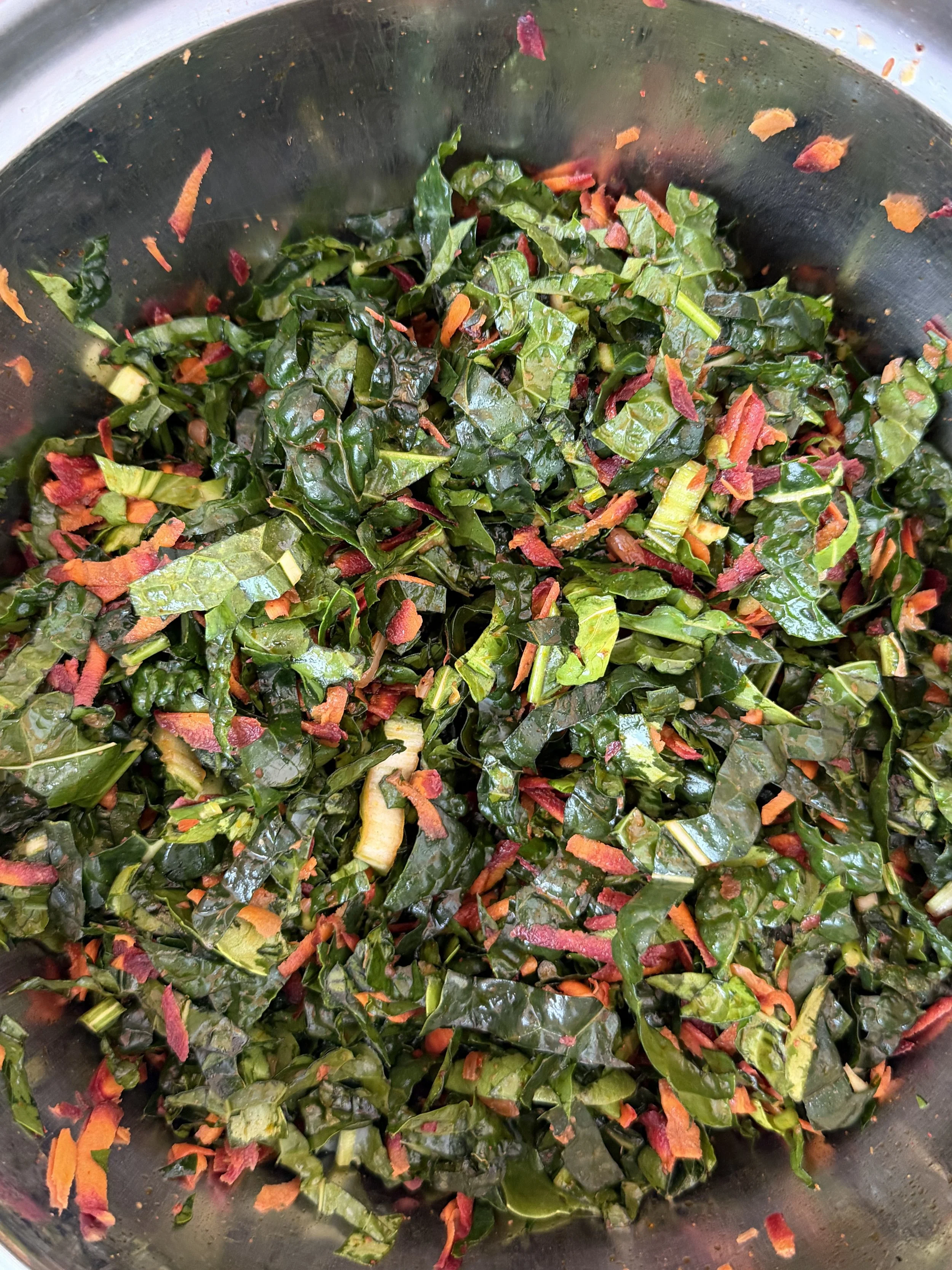 Big Batch Kale Salad with Kimchi Vinaigrette
