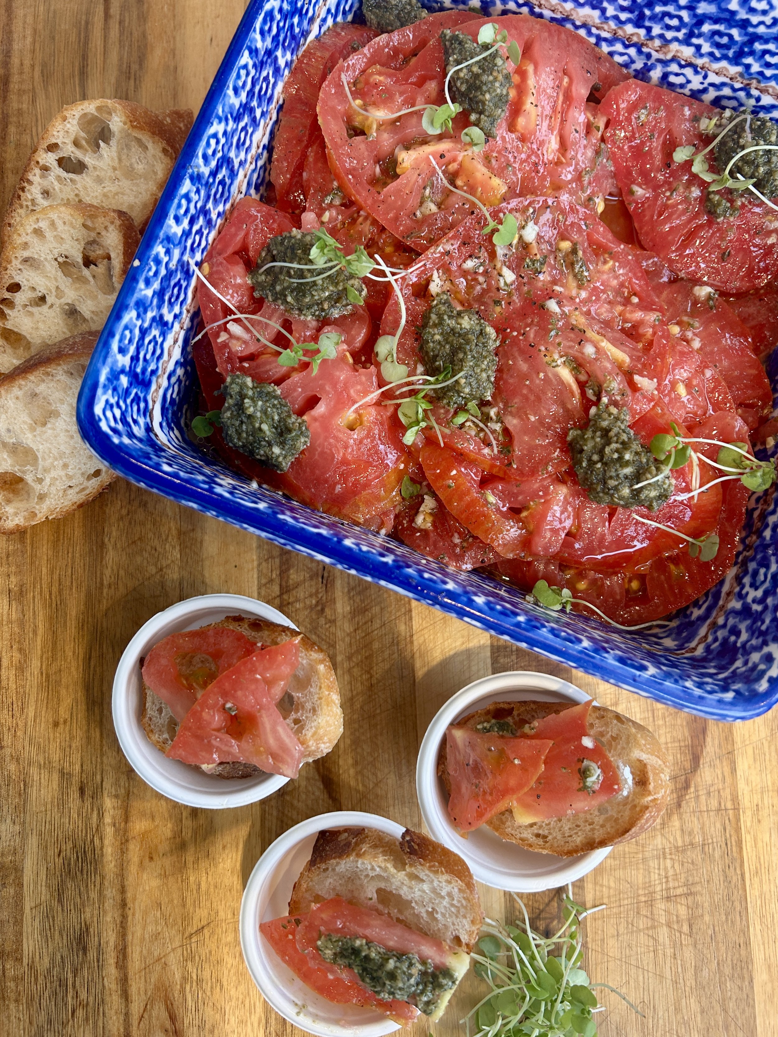 Pesto Marinated Tomatoes
