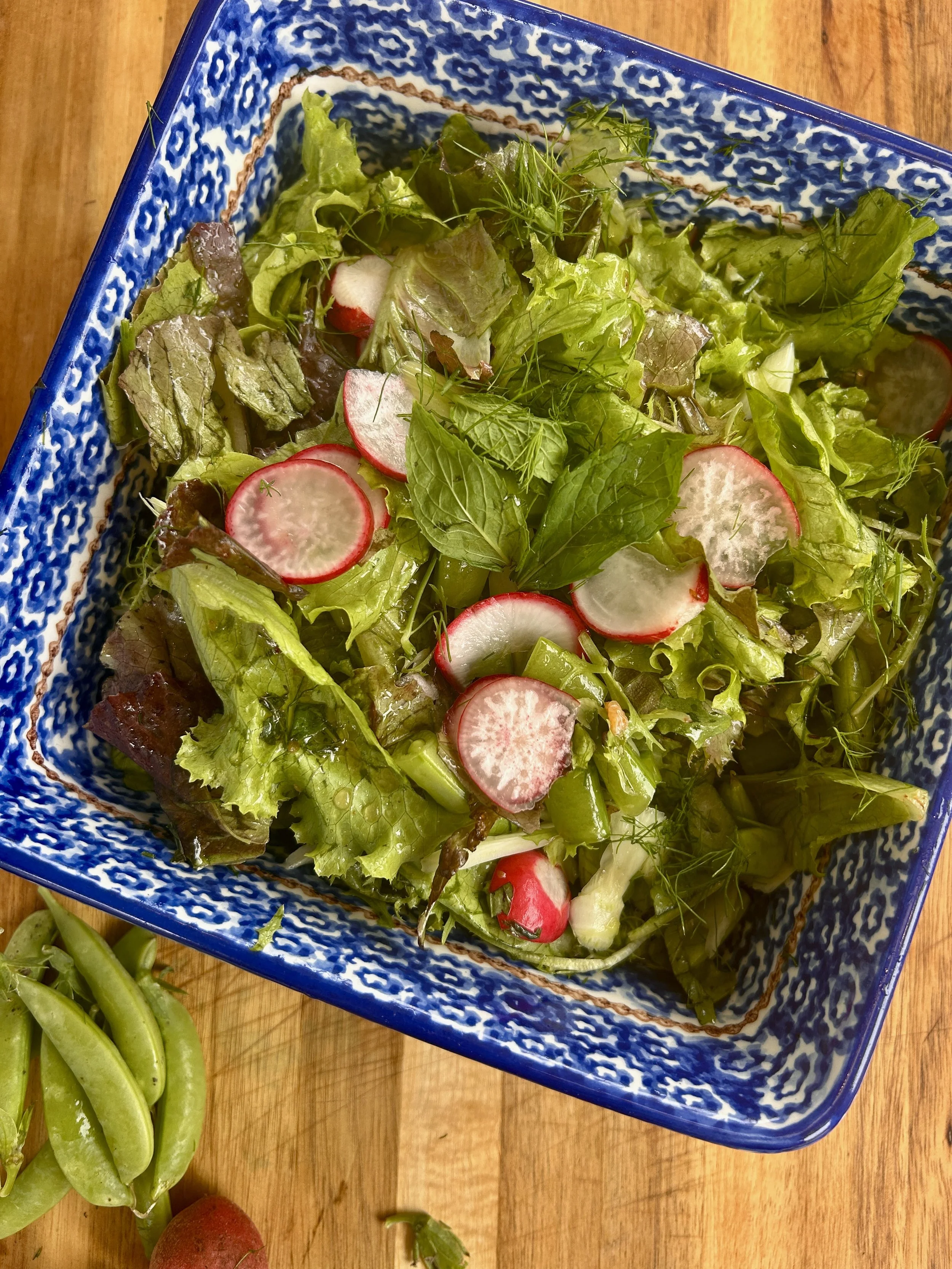 Hibiscus Ginger Beer Salad Dressing Over Spring Greens