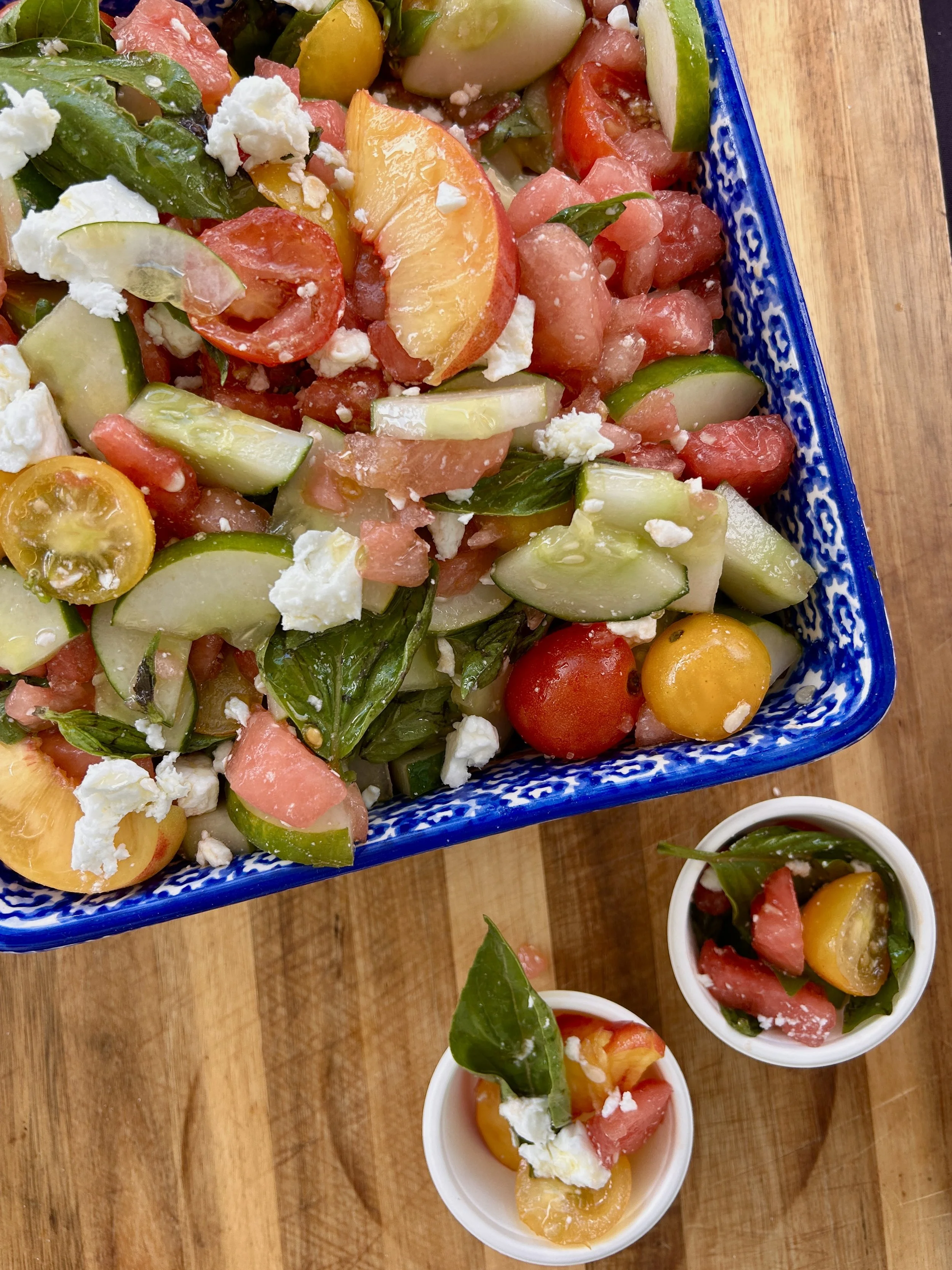 Watermelon, Peach &amp; Goat Feta Salad