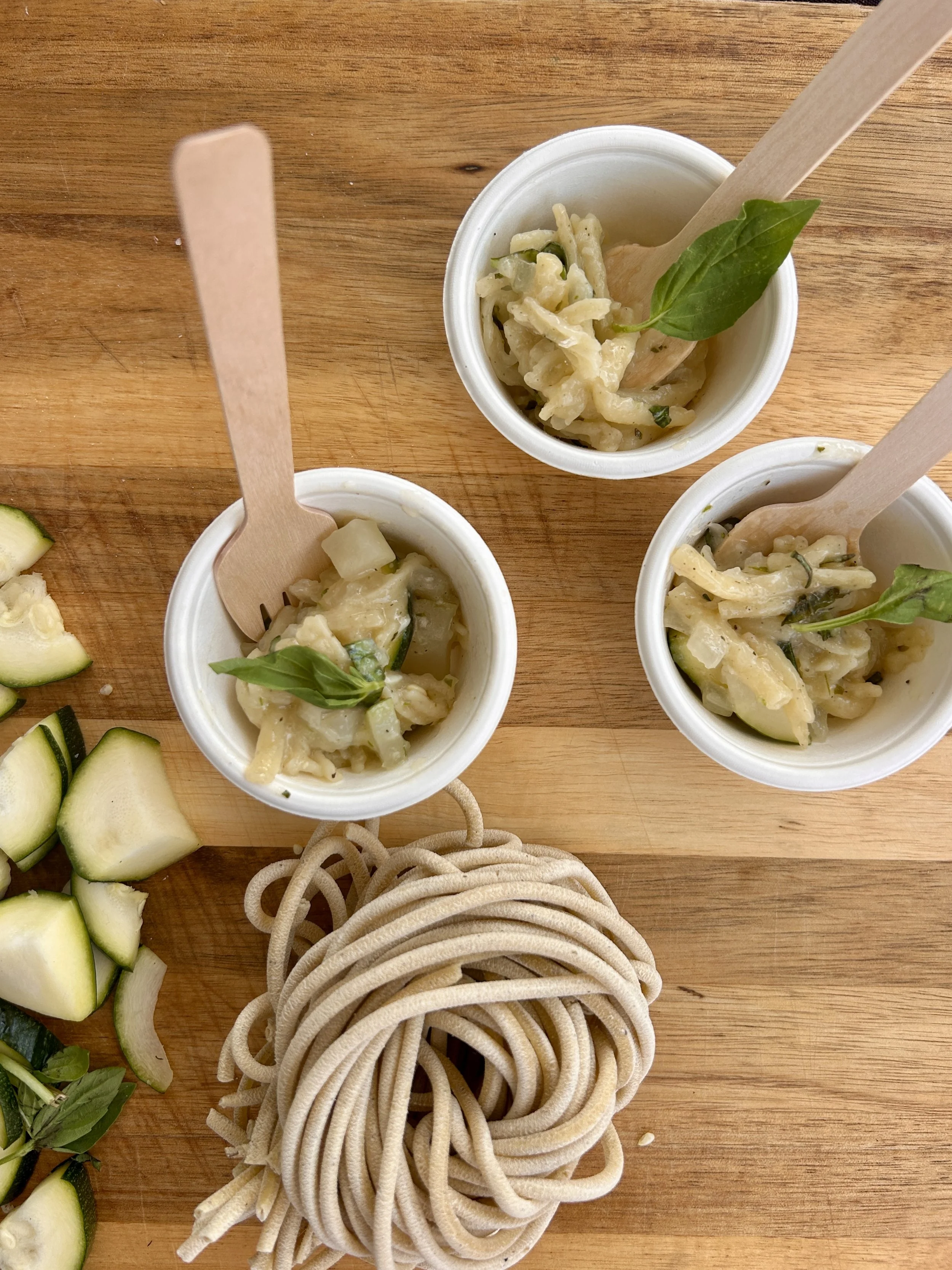 Summer Zucchini Basil Bucatini