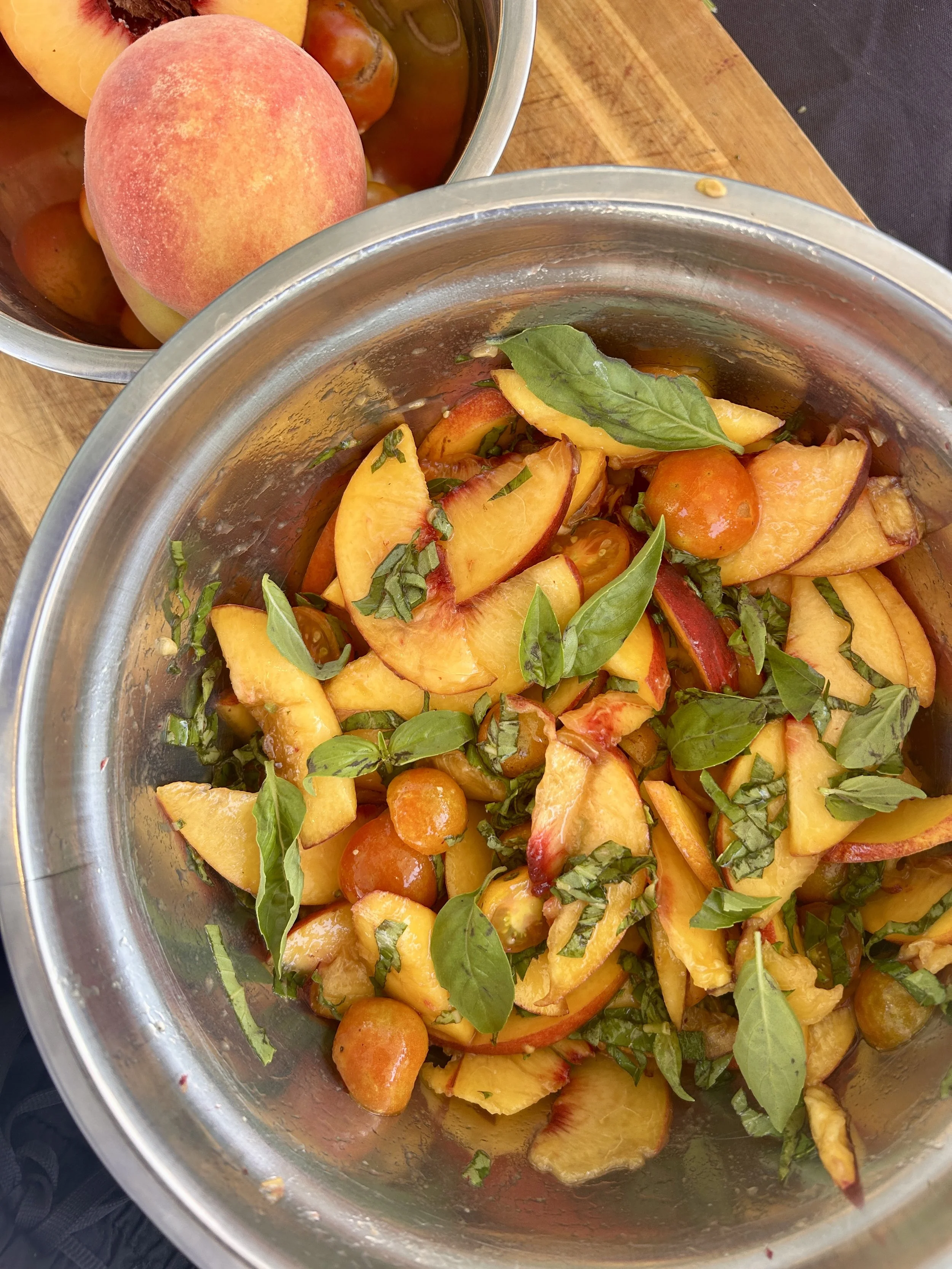 Peach &amp; Tomato Poblano Goat Cheese Bites