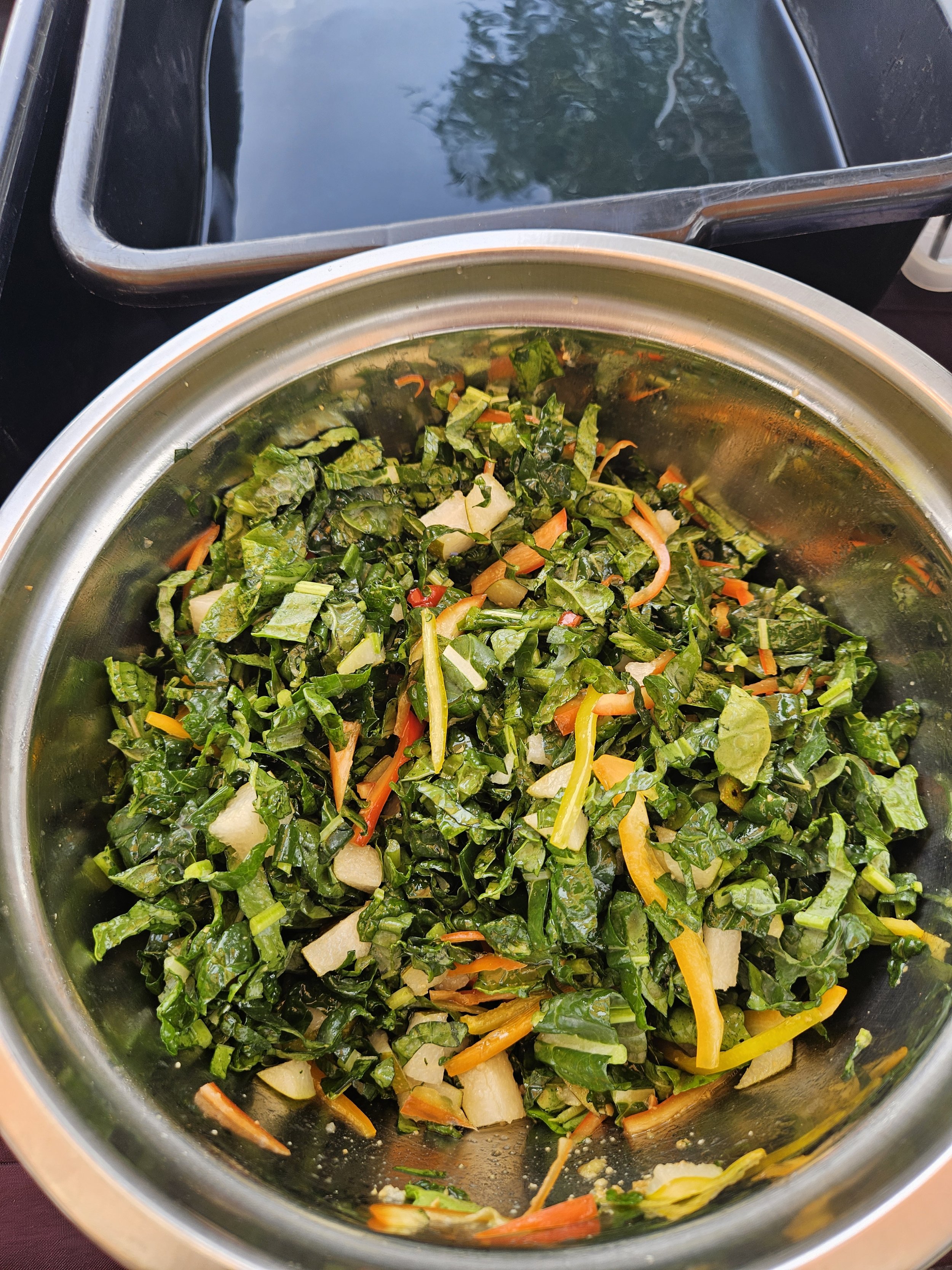 Pear, Arugula, Sweet Pepper, &amp; Kale Salad with Honey Miso Vinaigrette