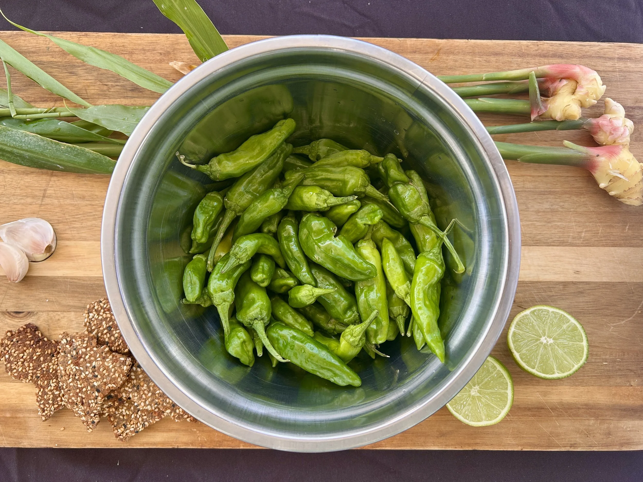 Ginger sesame shishito peppers