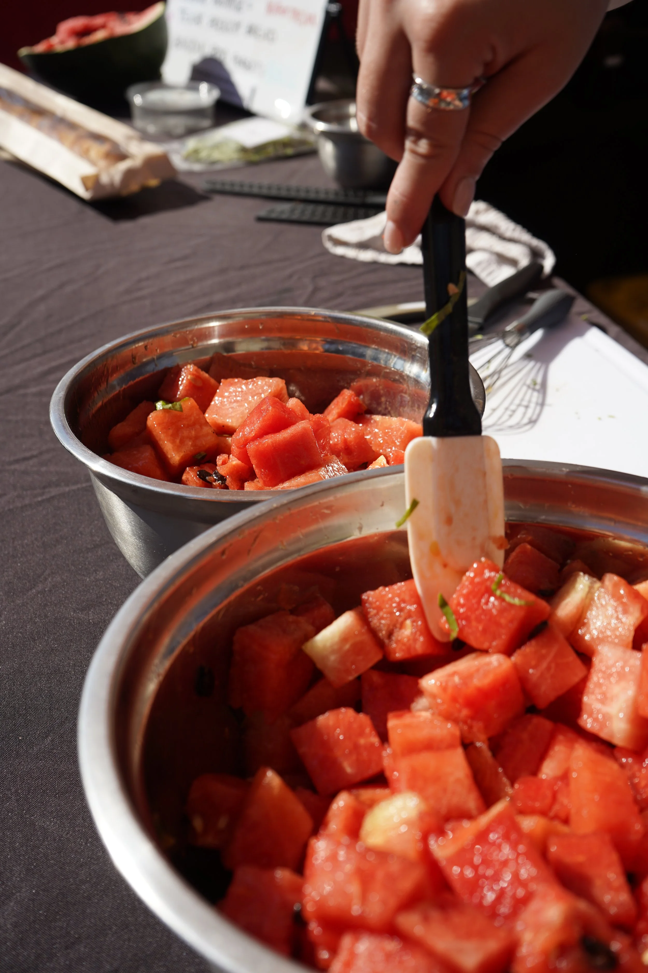 Basil Vinaigrette Marinated Watermelon