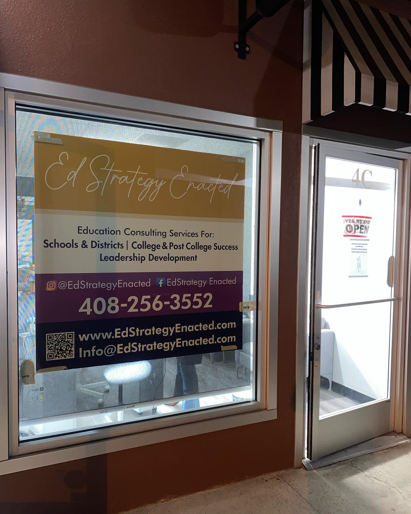 New window sign at the @edstrategyenacted office to match our new website branding!