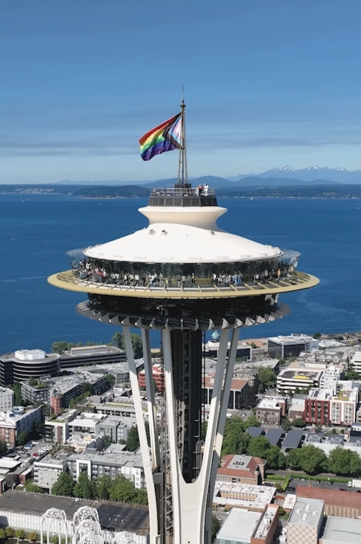 Day in the Life: Capturing the Space Needle Pride Flag Raising from the Air