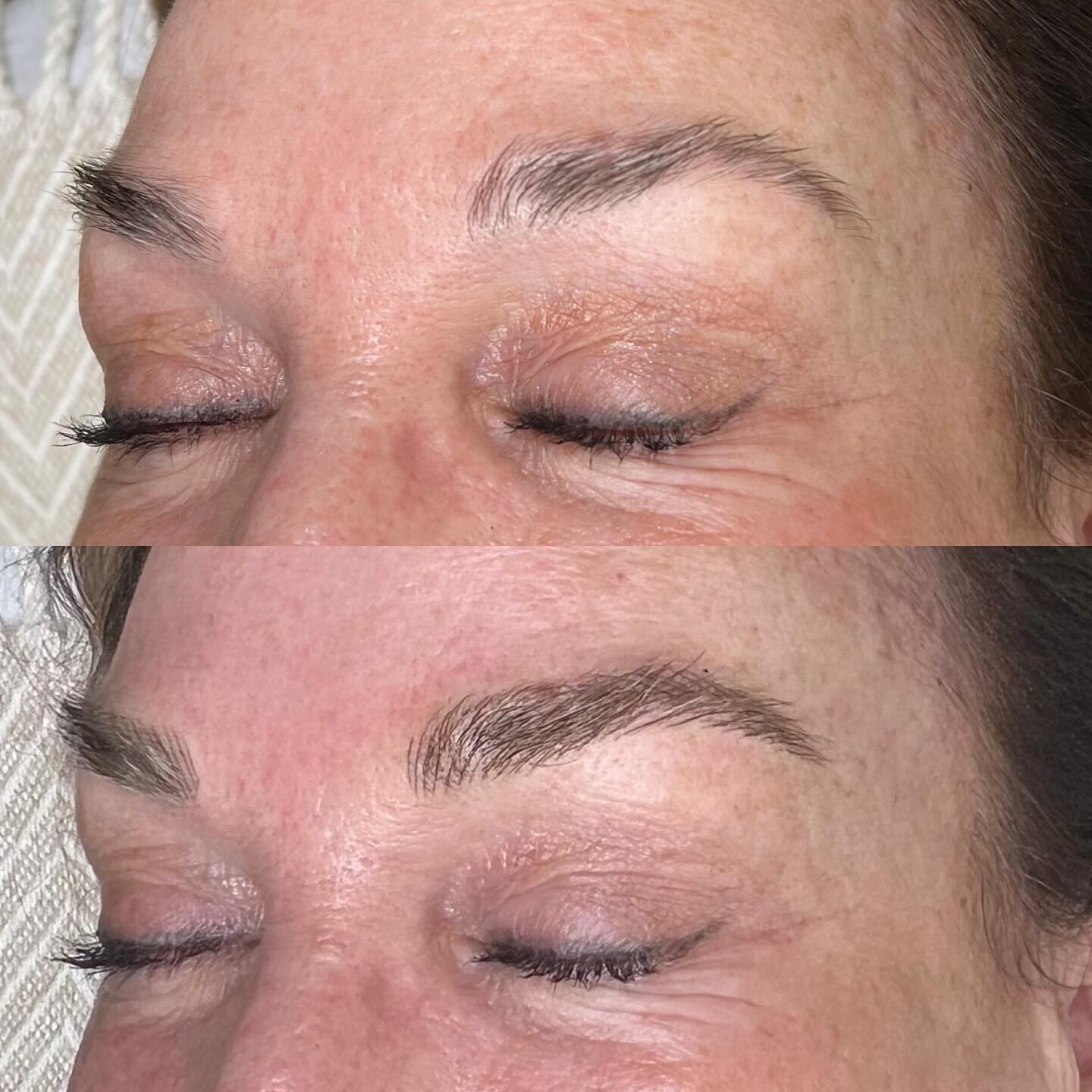 Microblading can definitely look natural! How? Just blend them in with your own eyebrow hairs to fill in the sparse areas. 

It takes 7-10 days after procedure for the outer layer of your skin to be healed so that you can wear makeup and sunscreen bu