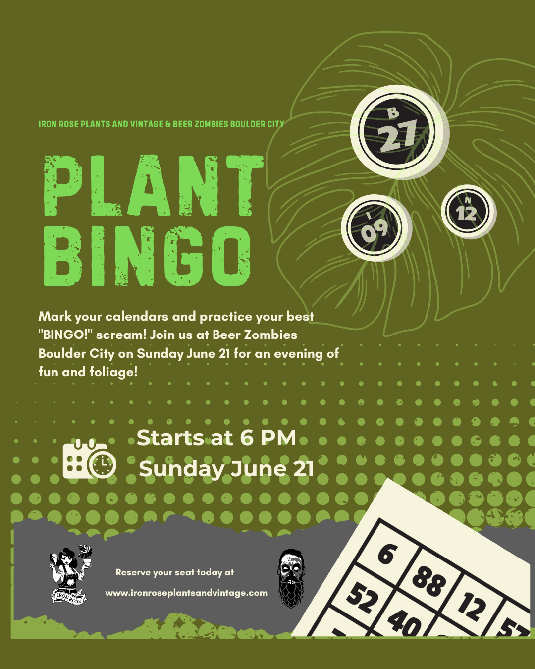 Plant Bingo Sunday June 20 at 6pm