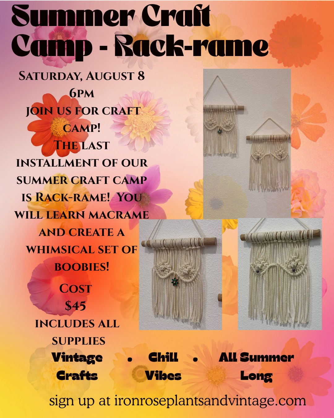 Summer Craft Camp - Rack-rame Saturday August 8 at 6pm