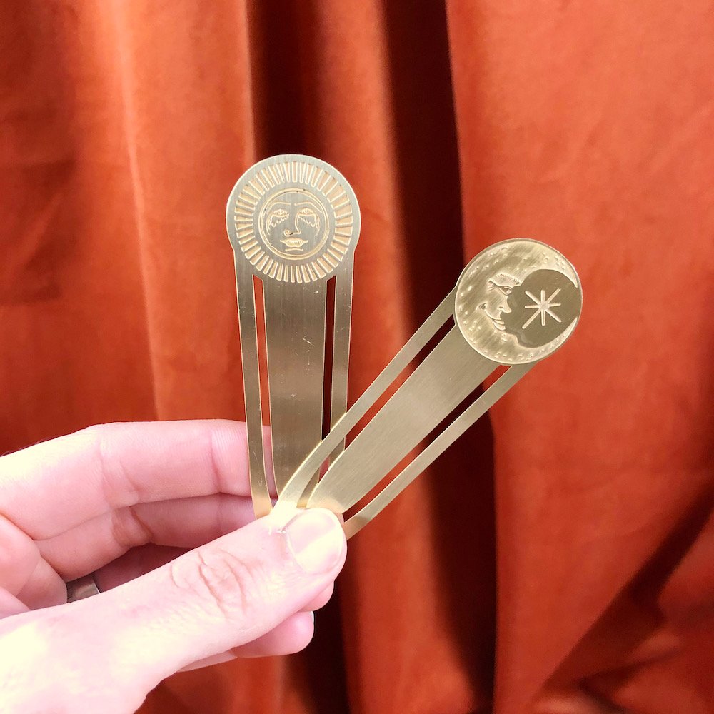 Sun & Moon brass bookmarks