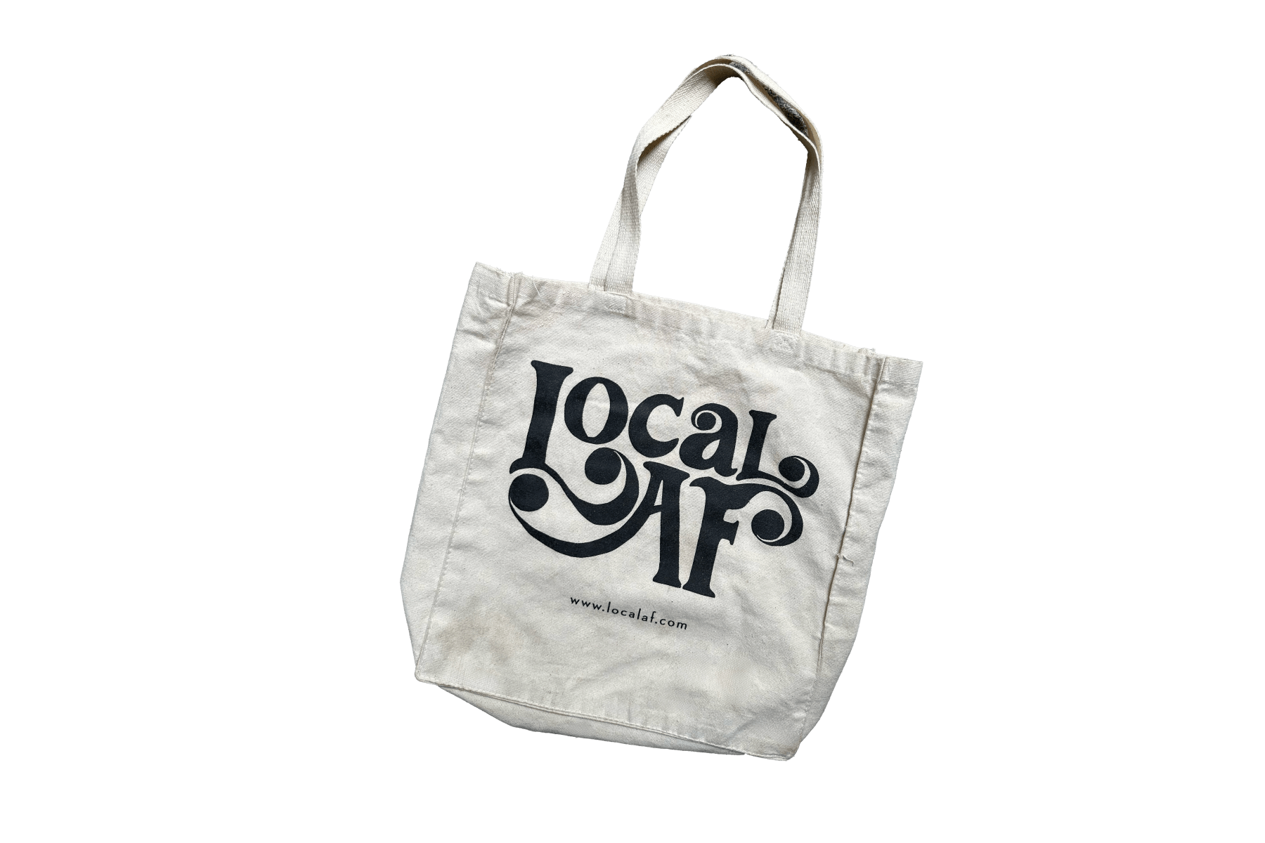 Hand lettered 'Local AF' tote bag for Myka Harris of Highbrow Hippie. Venice, CA