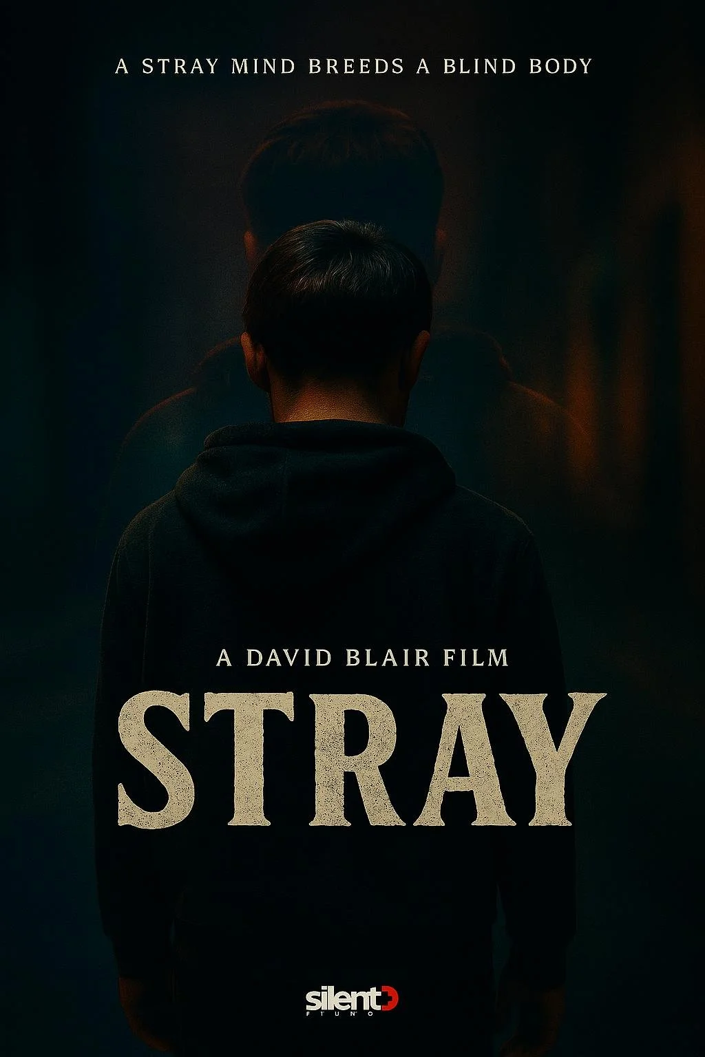 A film poster titled 'Stray', directed by David Blair, starring Aaron McVeigh, Emily Carey, Jessica Plumber and Paul Anderson