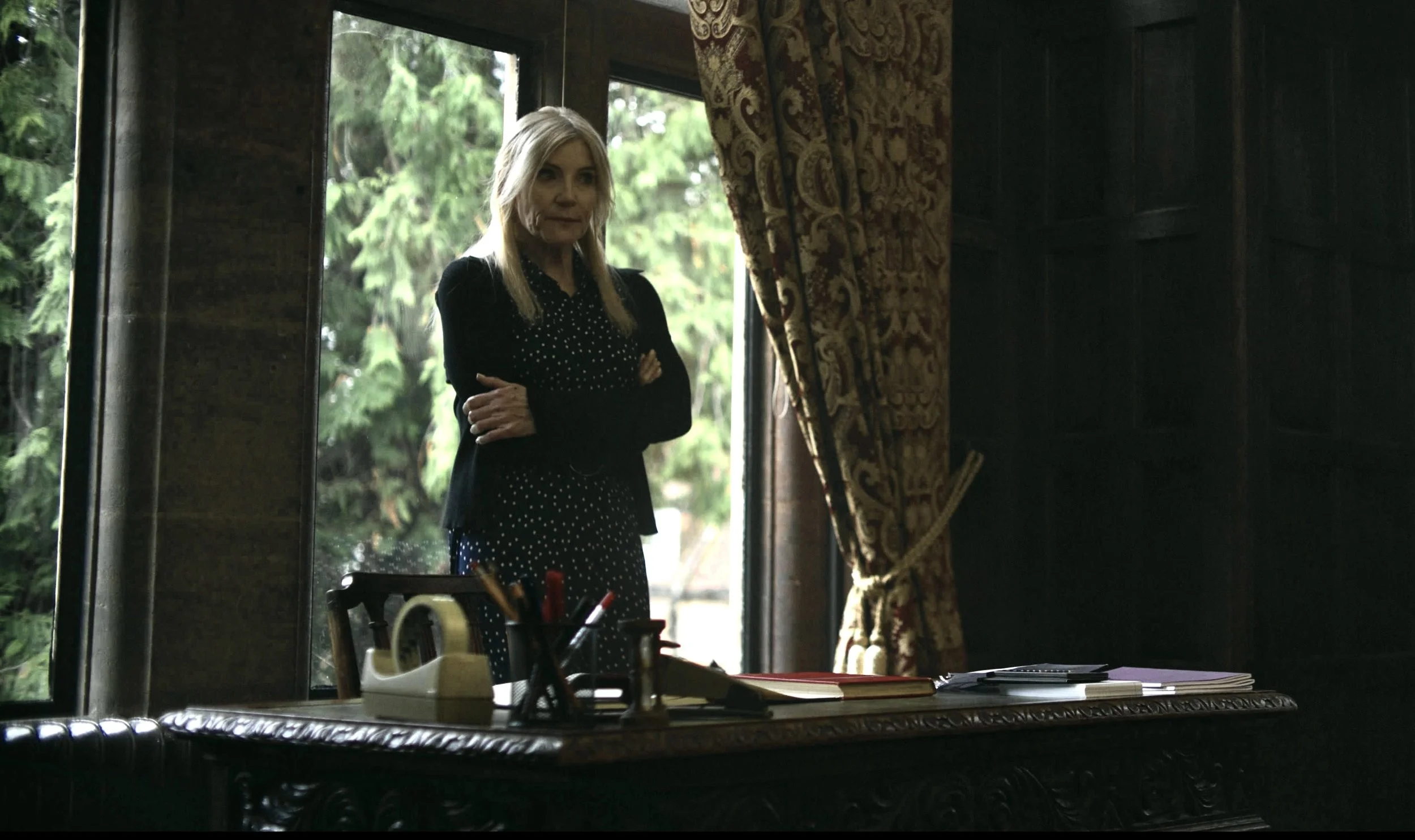 A film poster titled 'Haunting of the Helen Bridge', starring Michelle Collins