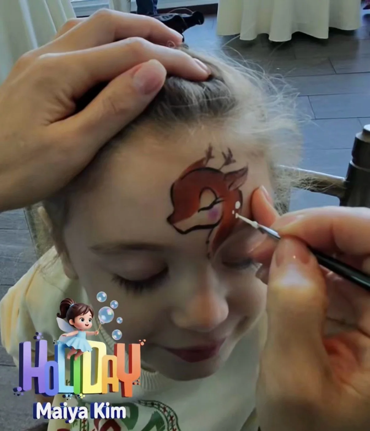 Sweet reindeer design 
#facepaintingkids #reindeer #cute