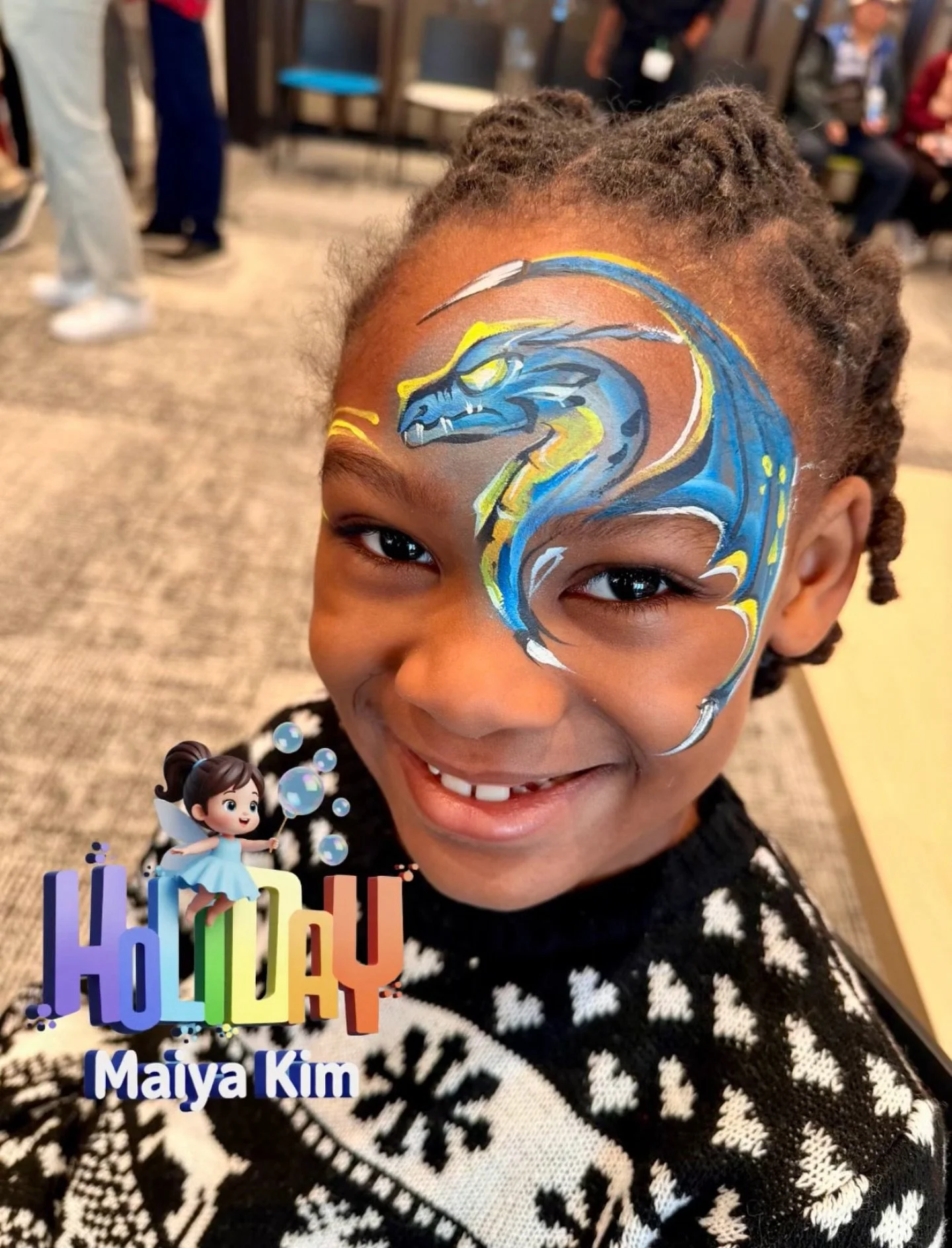 He asked for an Ice Dragon 🐉
Then asked why I chose yellow 😅 (as Olaf said: don&rsquo;t eat yellow snow🤣🤣🤣)
Woooo&hellip; trust the process 😂✨
#facepainting #dragon